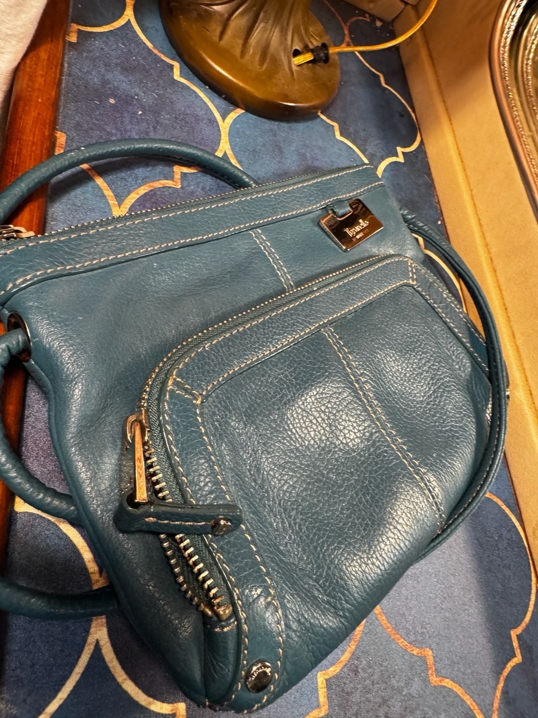 Tignanello Blue Leather Crossbody Purse 11