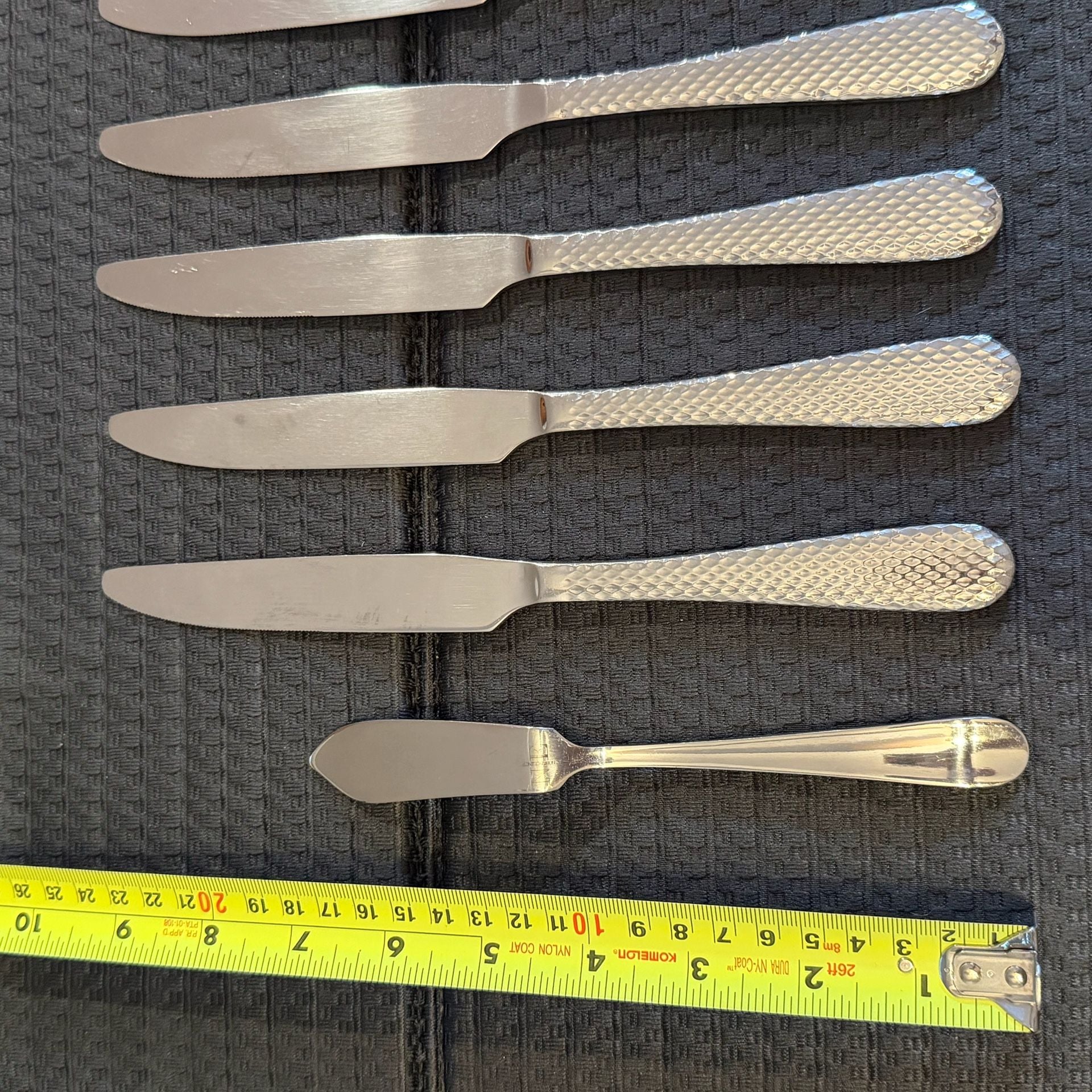 Noble Excellence Hunter Hammered Dinner Knives Textured Set of 6 w/ Spreader 11
