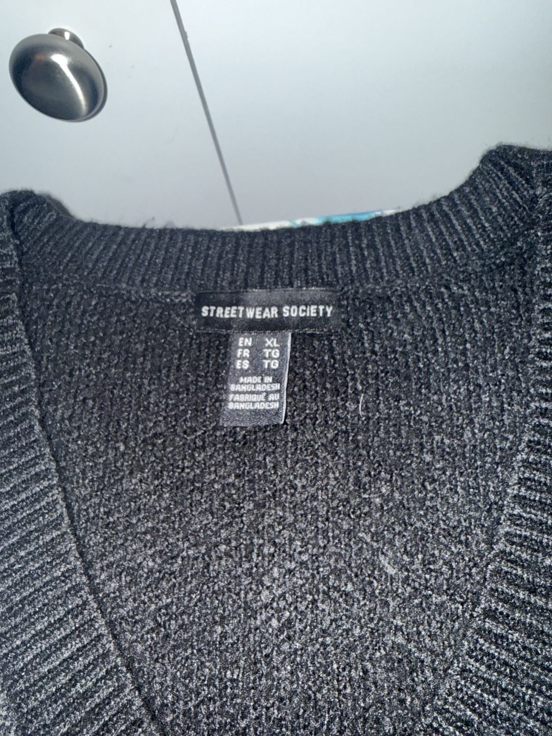 Streetwear Society Sweater Vest Size XL Black White Heart Pattern V-Neck 6