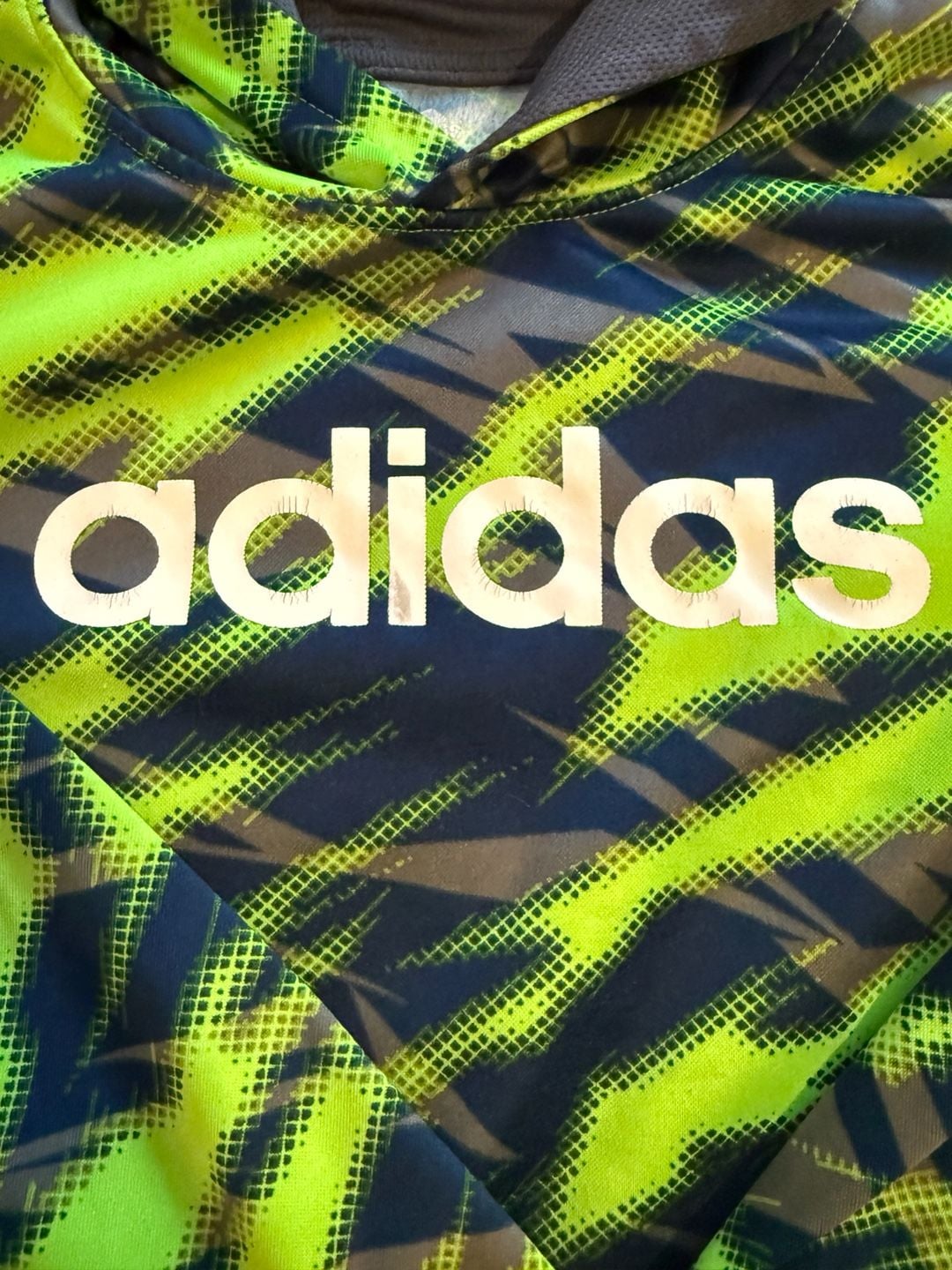 Adidas Green Blue Graphic Print Logo Hoodie Sz youth xL 4