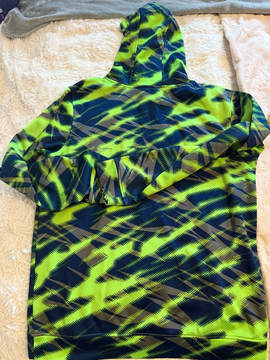 Adidas Green Blue Graphic Print Logo Hoodie Sz youth xL 8