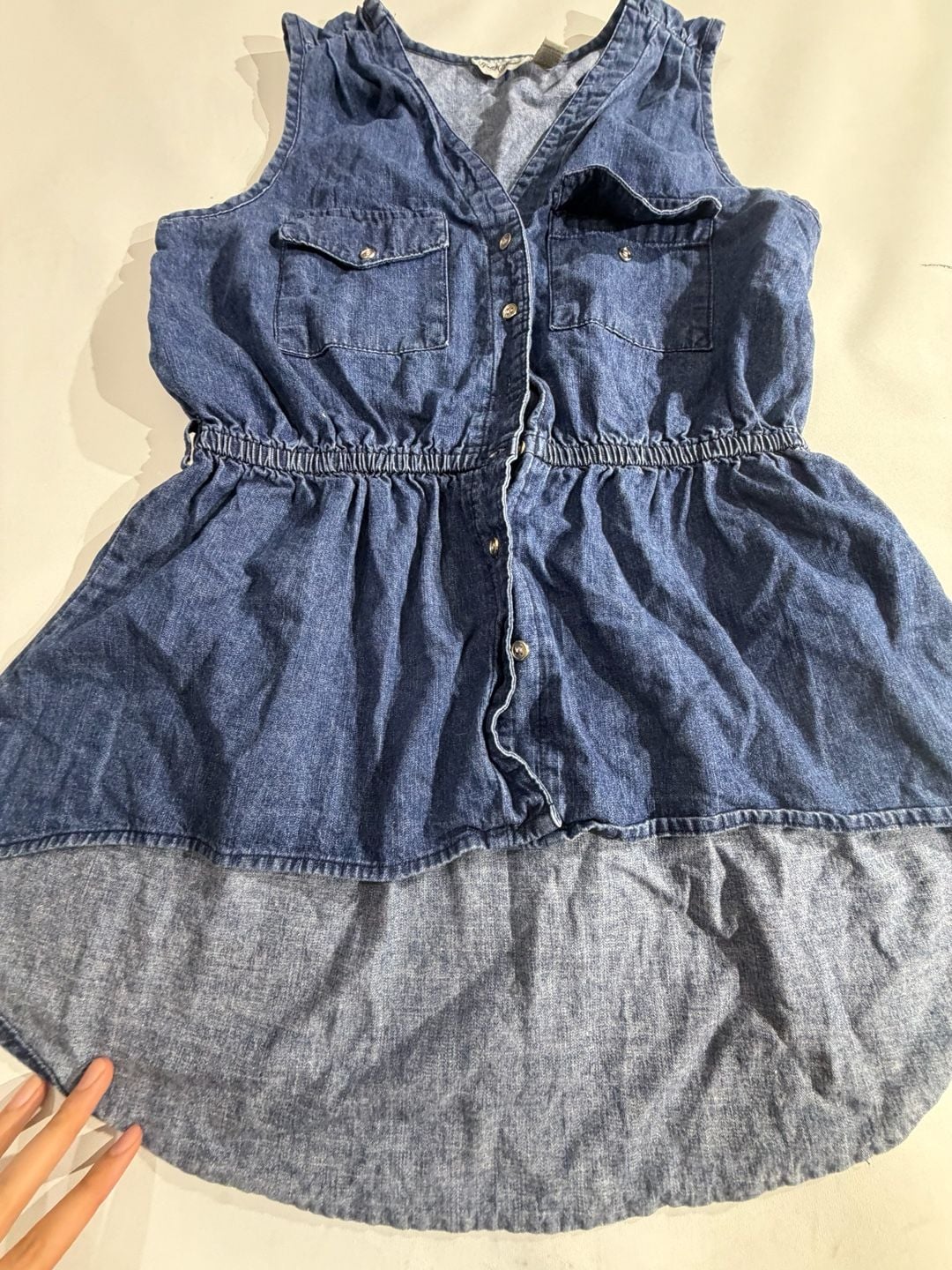 Gold Flava Denim Sleeveless Button Up Peplum Top Size 14 4