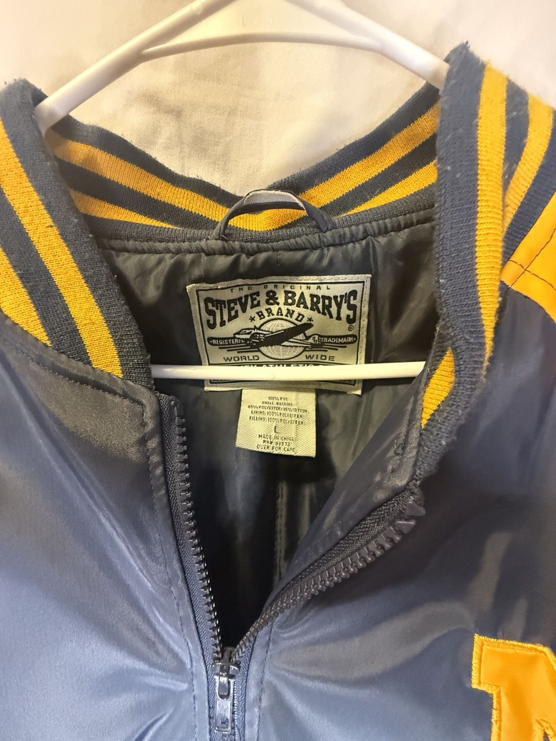 Steve & Barry's Michigan Wolverines Varsity Jacket Size L Blue Gold 3