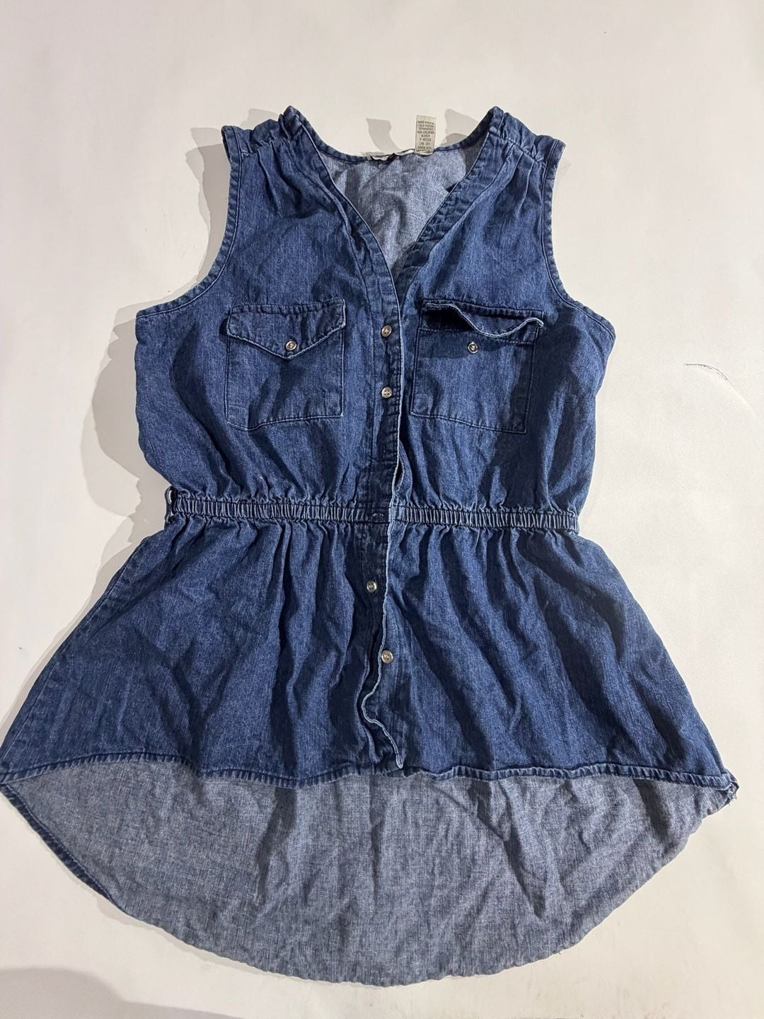 Gold Flava Denim Sleeveless Button Up Peplum Top Size 14 2