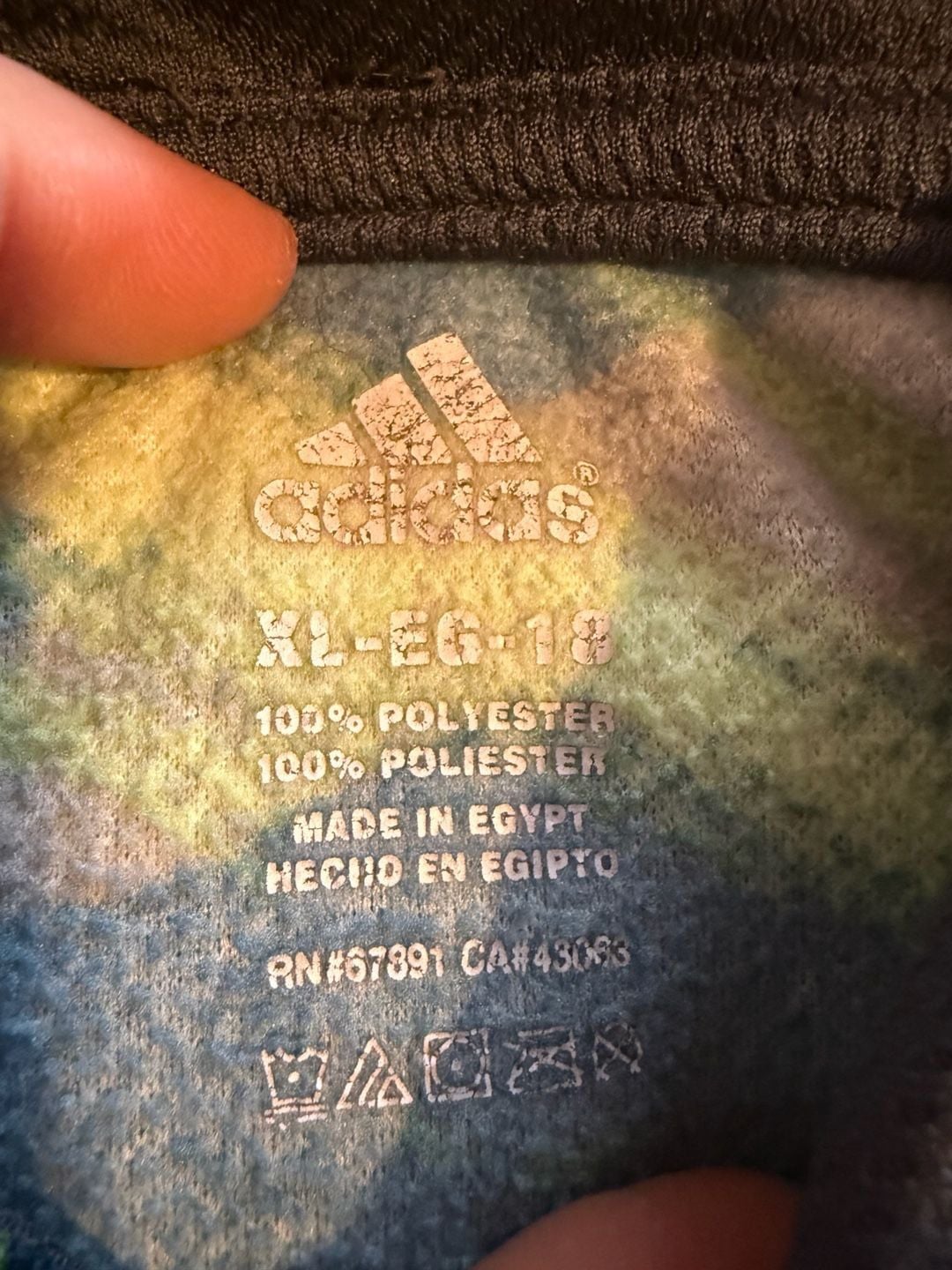 Adidas Green Blue Graphic Print Logo Hoodie Sz youth xL 6