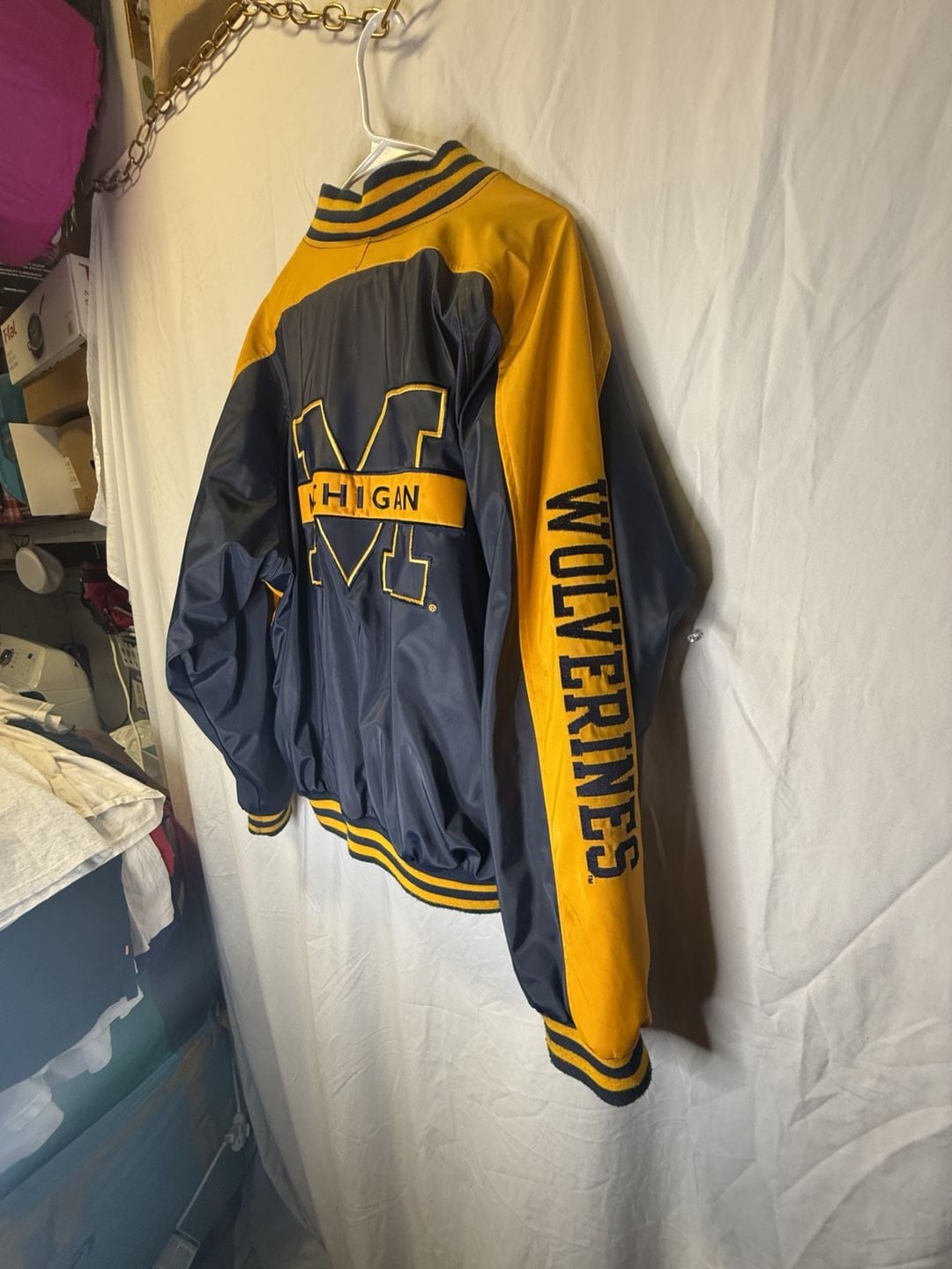 Steve & Barry's Michigan Wolverines Varsity Jacket Size L Blue Gold 4