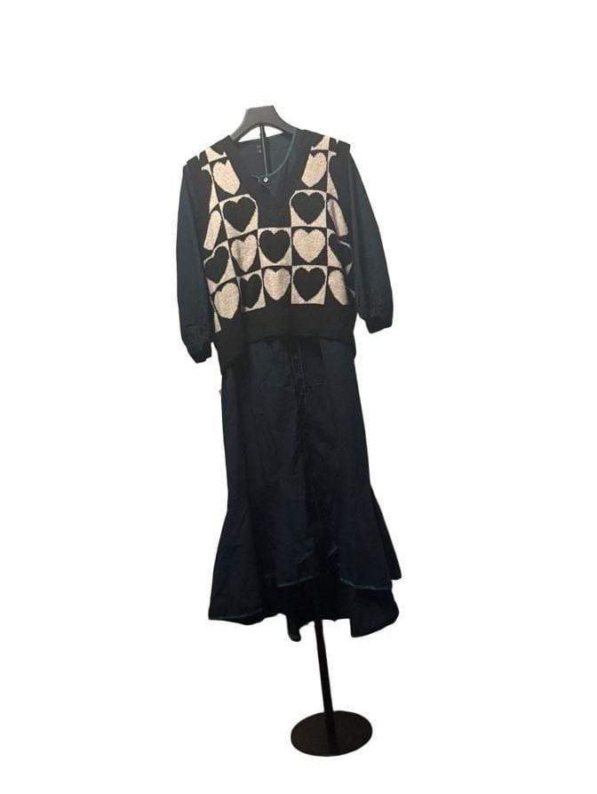 Streetwear Society Sweater Vest Size XL Black White Heart Pattern V-Neck 3