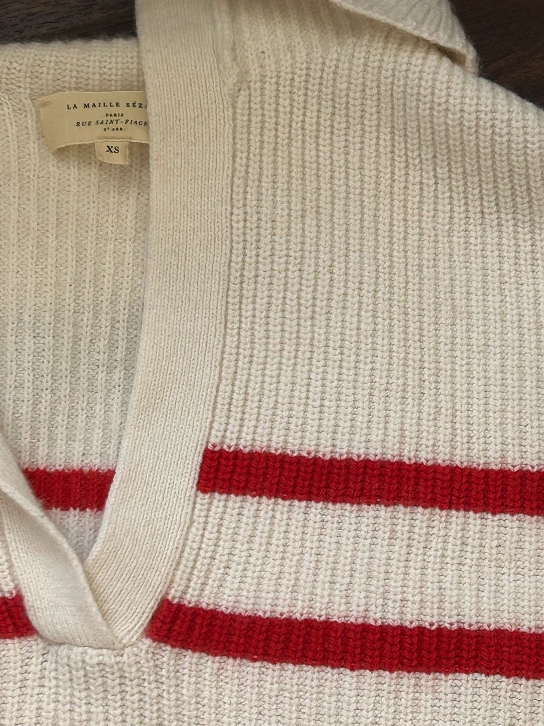 Sézane Tahar Jumper Sweater Size XS Red White Striped Sailor Collar 8