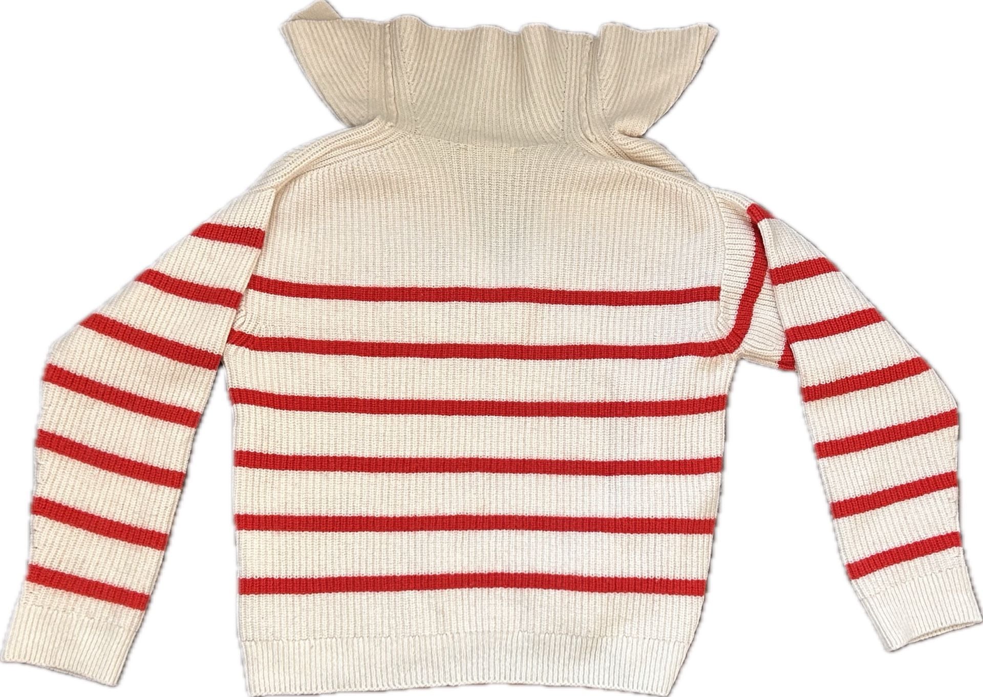 Sézane Tahar Jumper Sweater Size XS Red White Striped Sailor Collar 11