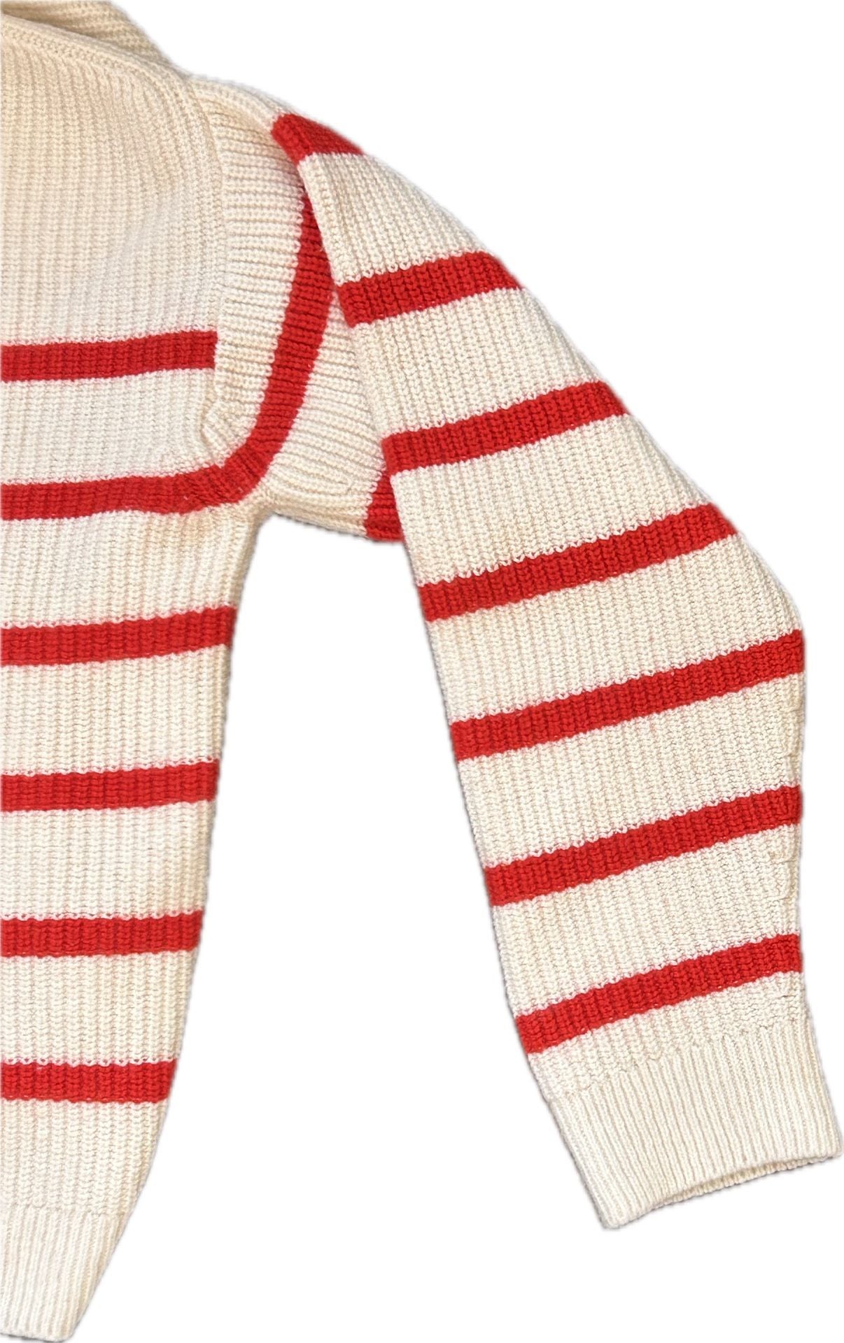 Sézane Tahar Jumper Sweater Size XS Red White Striped Sailor Collar 13