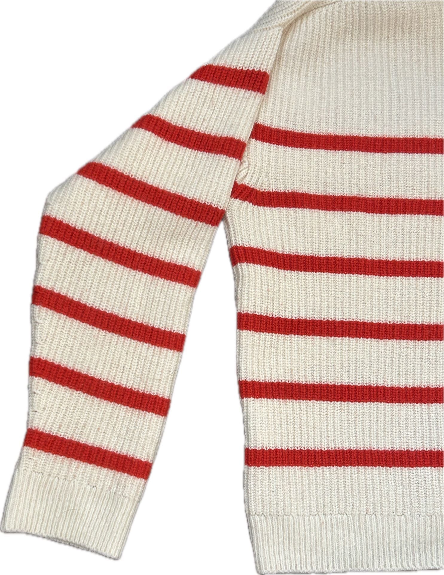 Sézane Tahar Jumper Sweater Size XS Red White Striped Sailor Collar 14