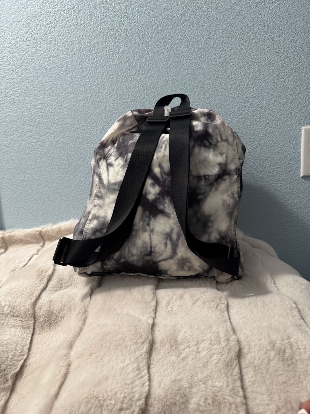 Victoria's Secret PINK Packable Backpack Black White Tie Dye 7