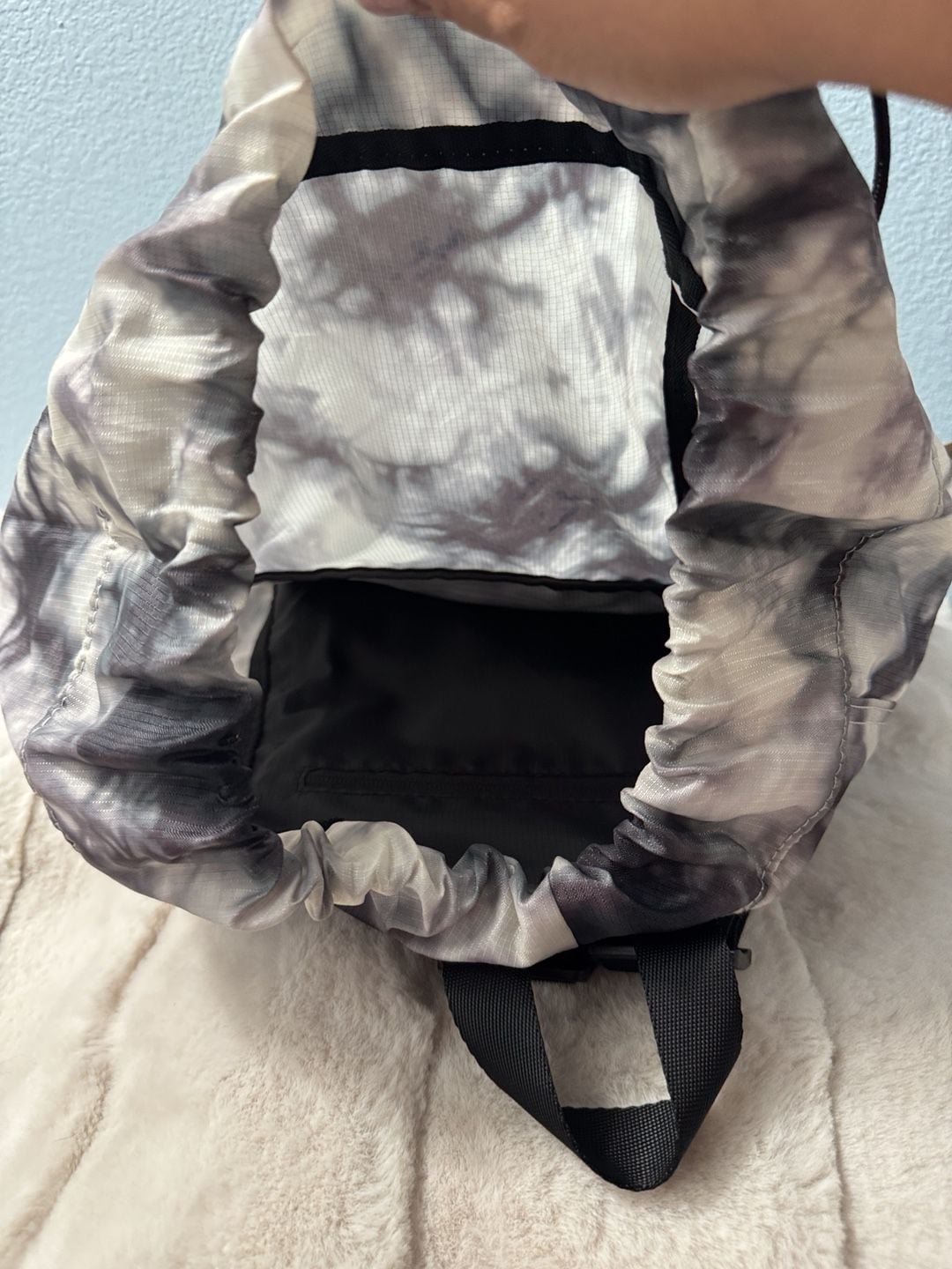 Victoria's Secret PINK Packable Backpack Black White Tie Dye 8