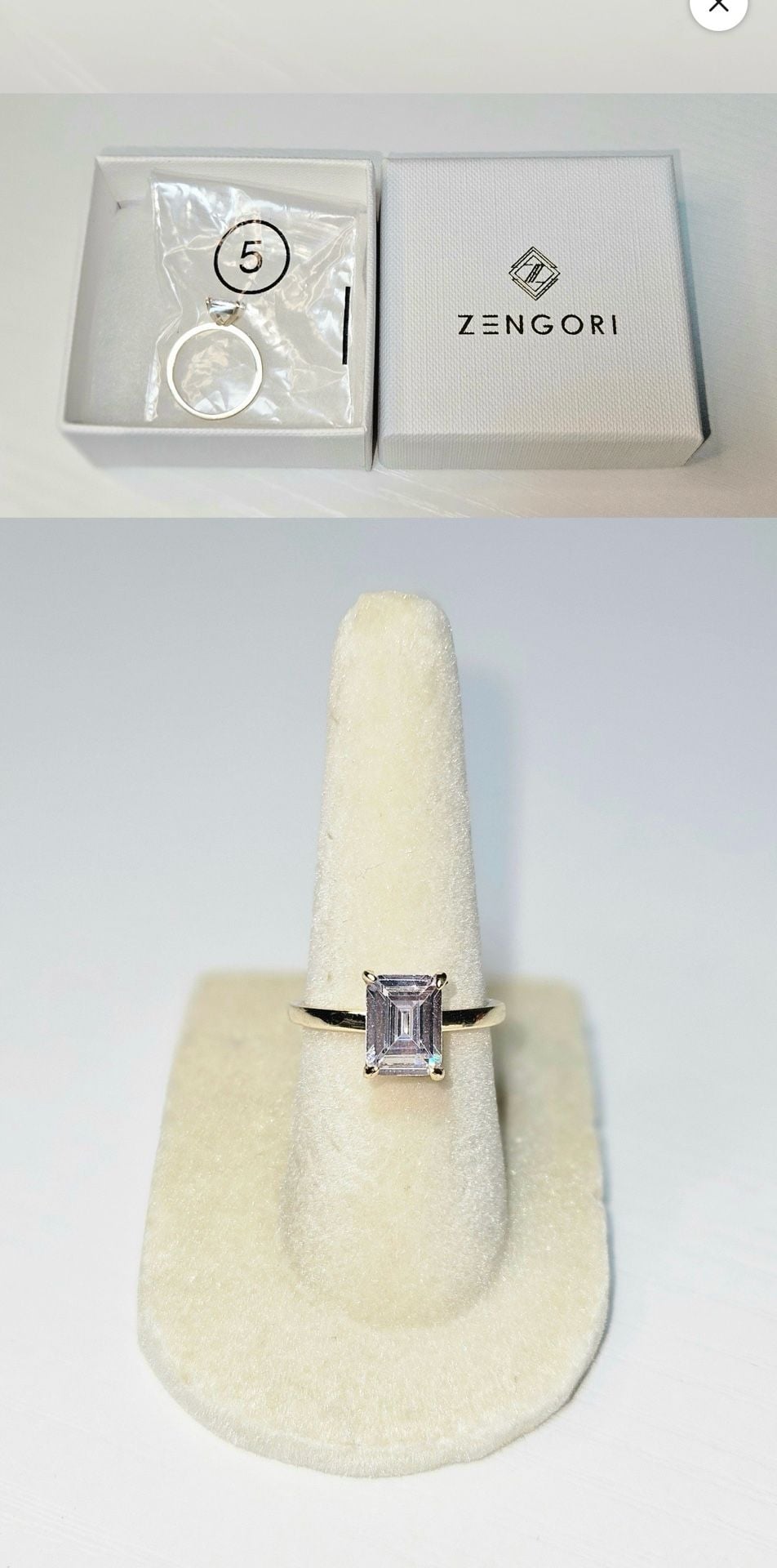 Zengori Emerald Cut CZ Ring Size 5 Gold Plated S925 3