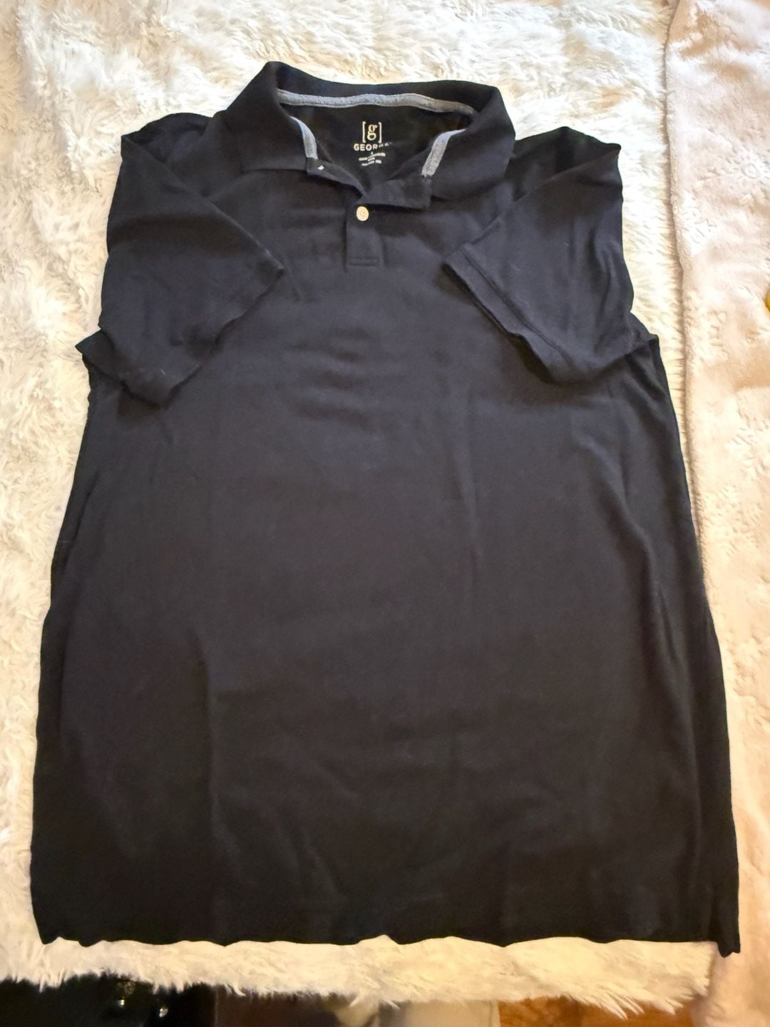 George Short Sleeve Polo Shirt Size L Black 2