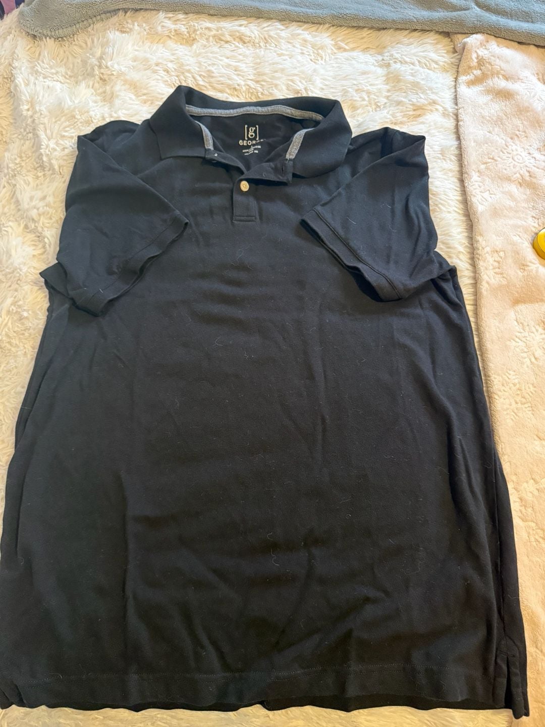 George Short Sleeve Polo Shirt Size L Black 3