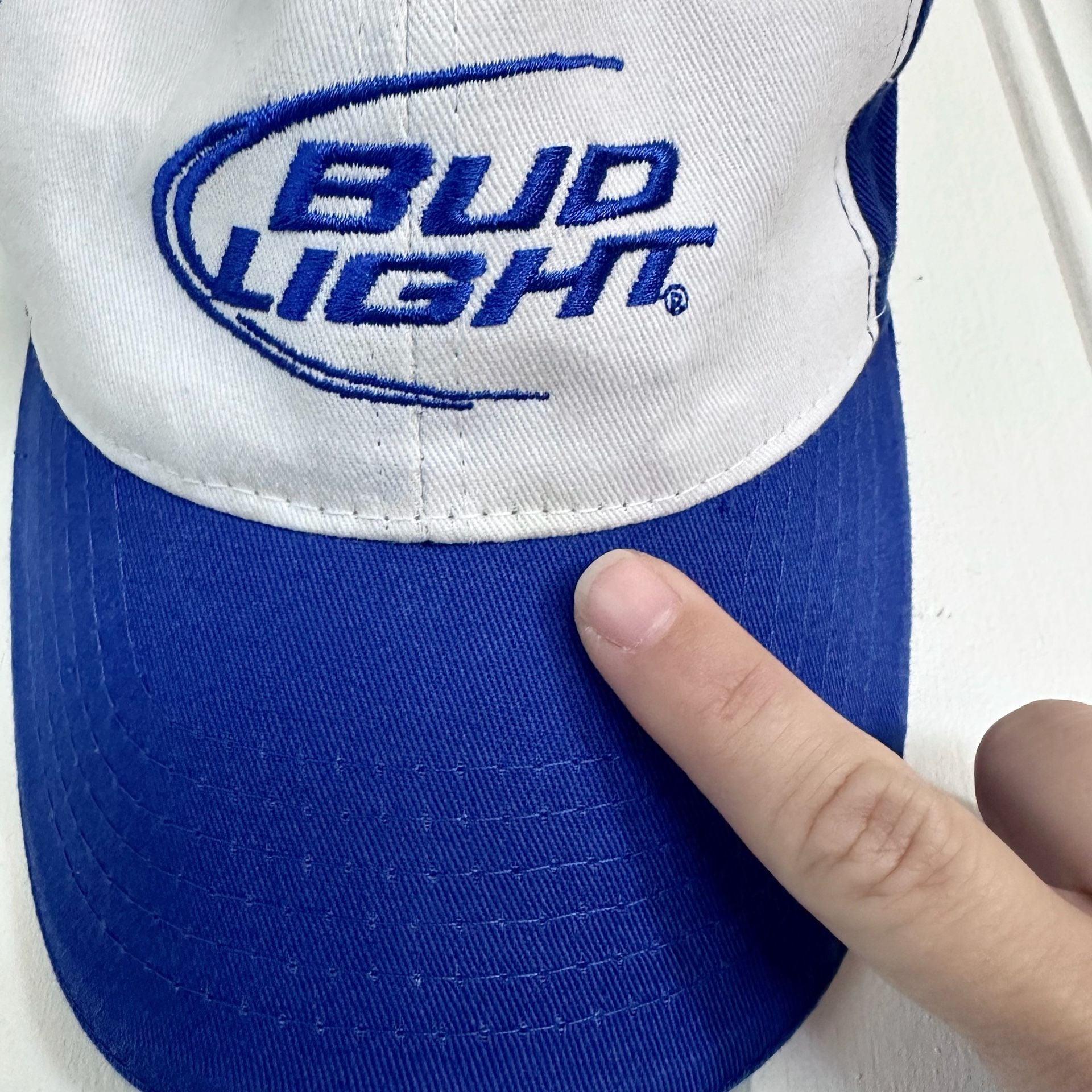 Bud Light Baseball Hat Blue White Logo Adjustable Cap 8