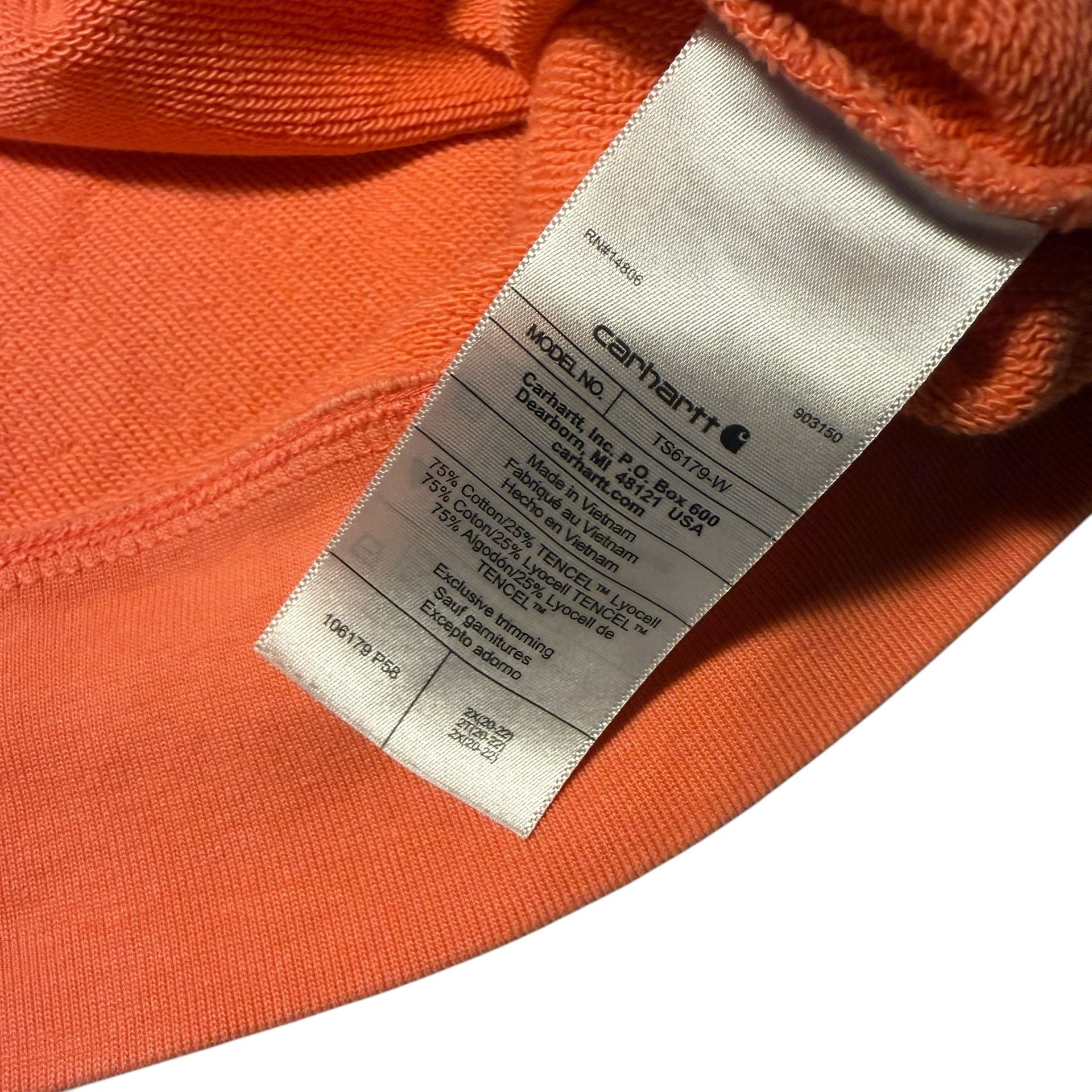 Carhartt Tencel Fiber Series Sweatshirt Size 2X Coral Orange 6