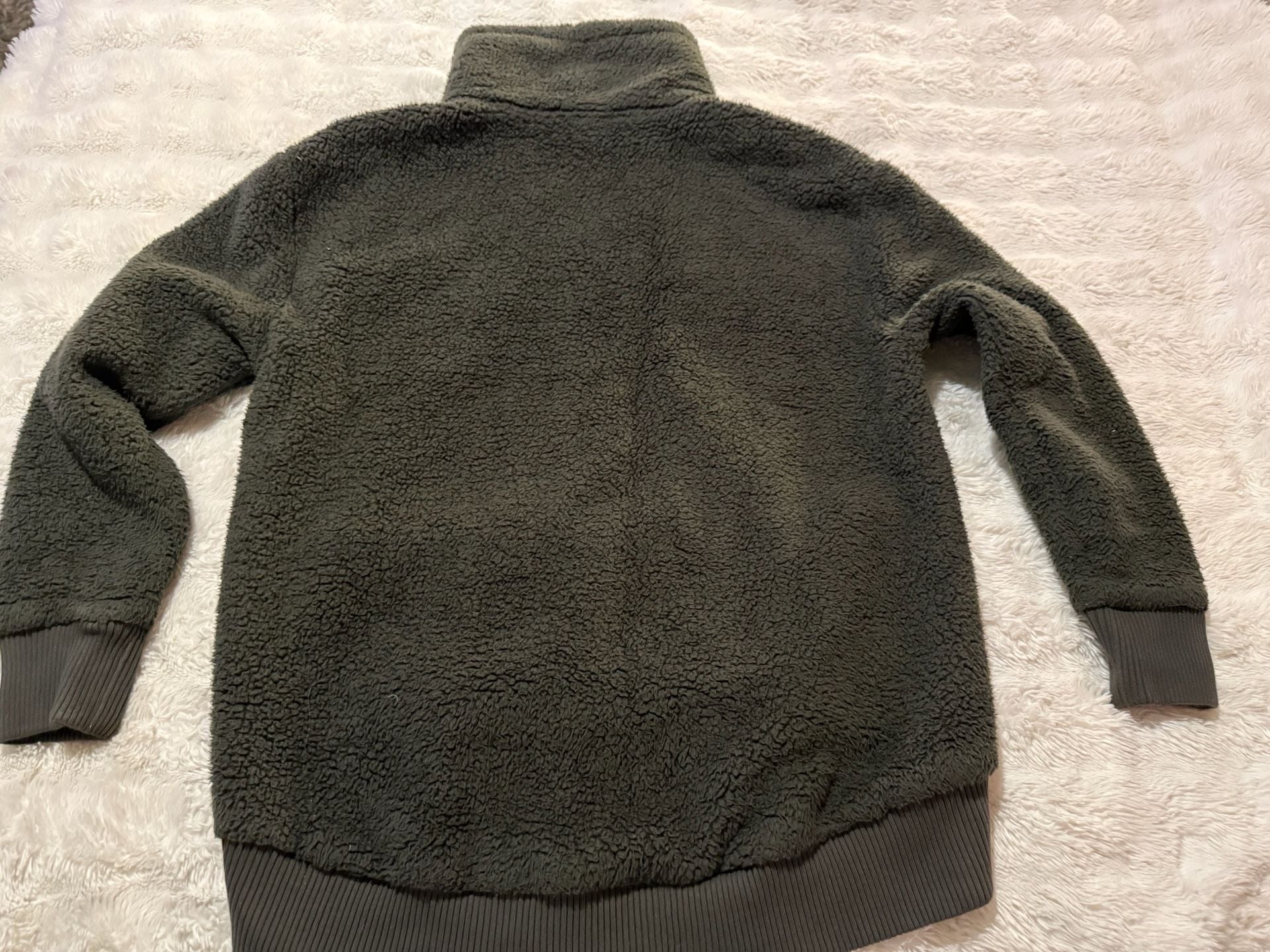 Athleta Sherpa 1/2 Zip Sweatshirt Size S Green Fleece Pullover 6