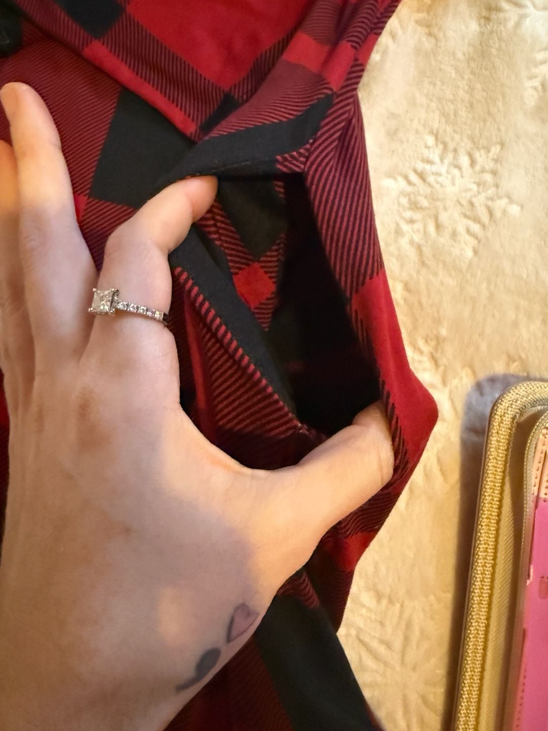 Red Black Plaid Long Sleeve Mock Neck Dress Size L/XL 4