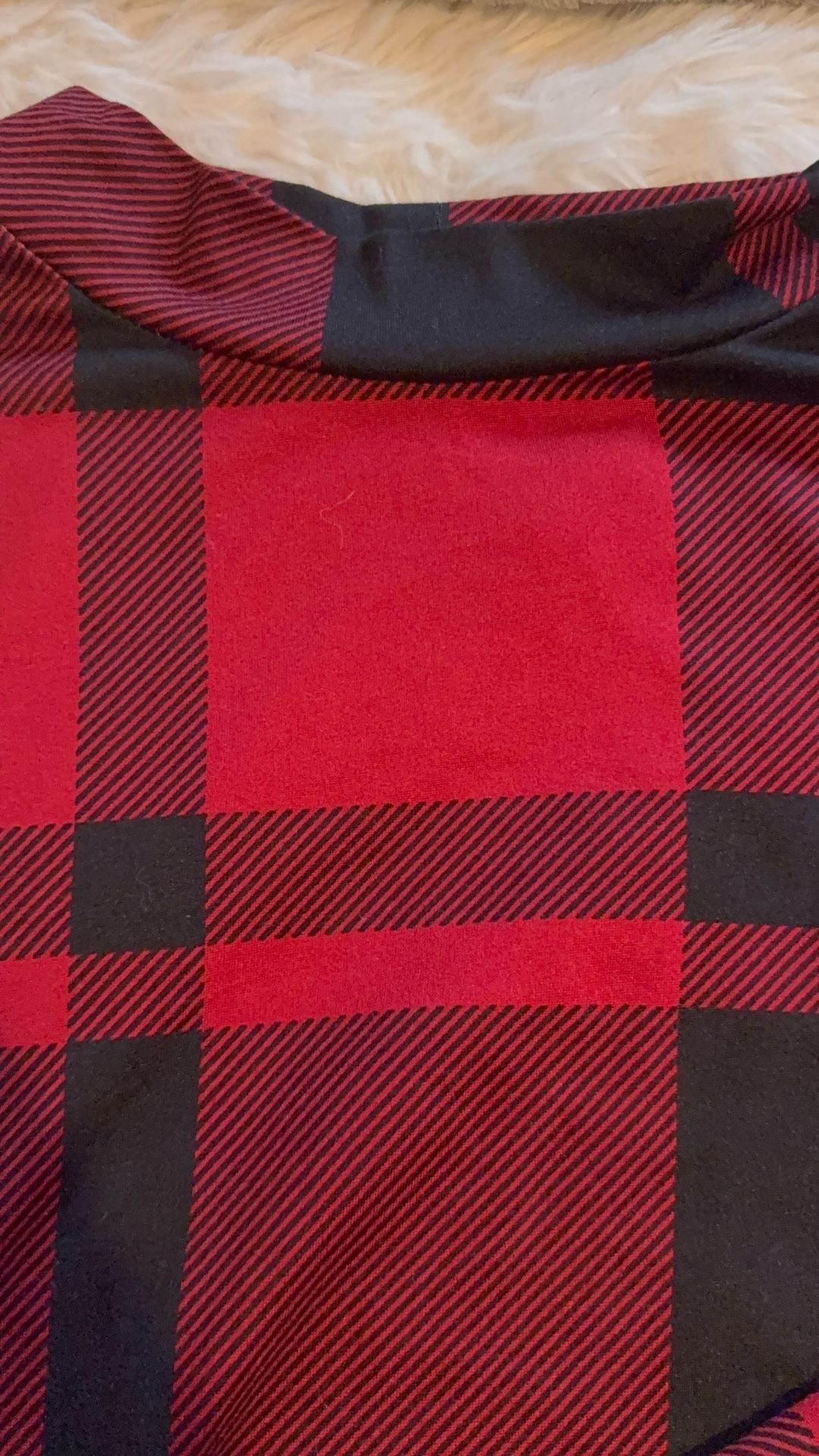 Red Black Plaid Long Sleeve Mock Neck Dress Size L/XL 5