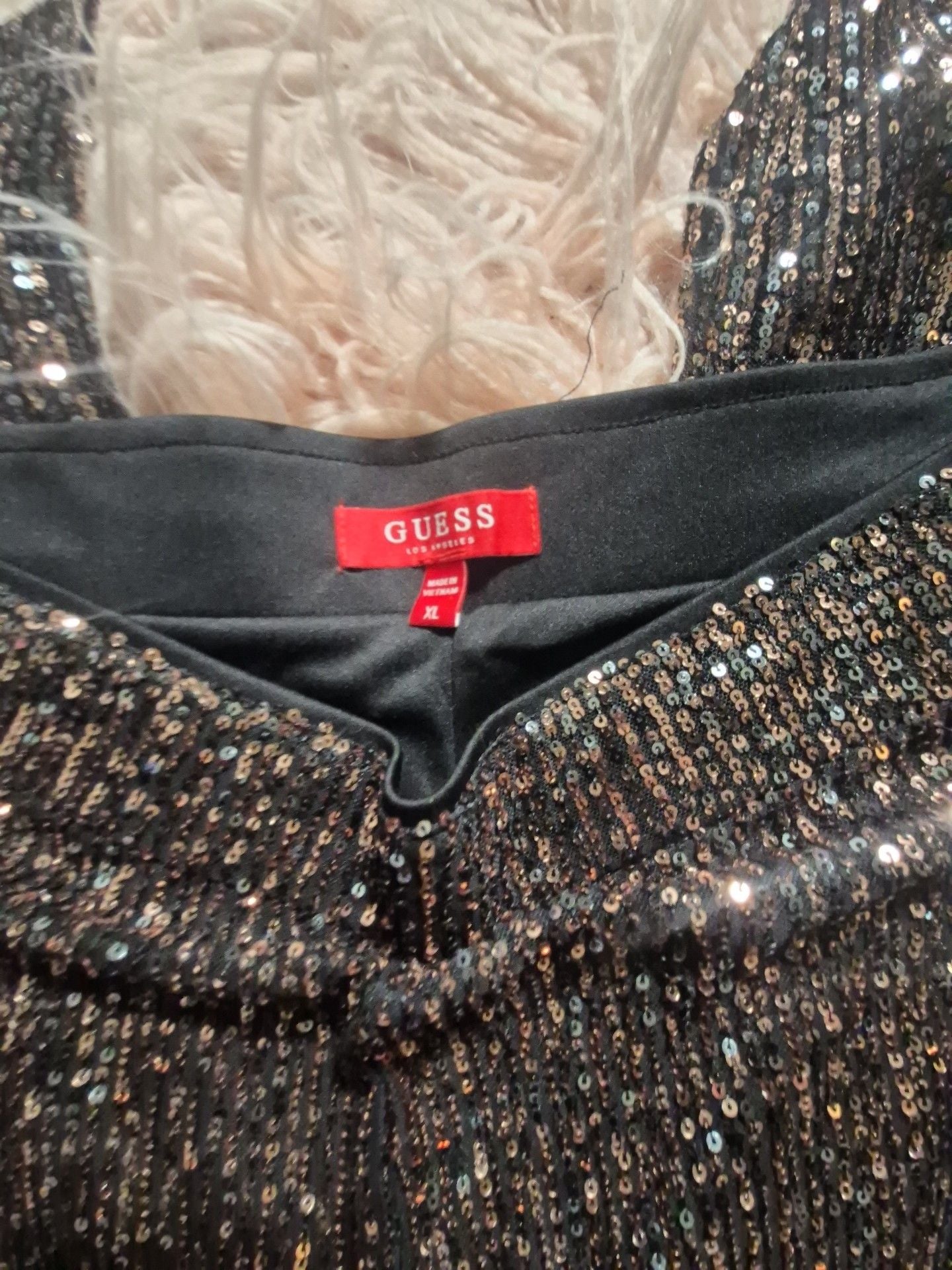 Guess Sequin Pants Size XL Black Party Glamour Sparkle Trousers 2