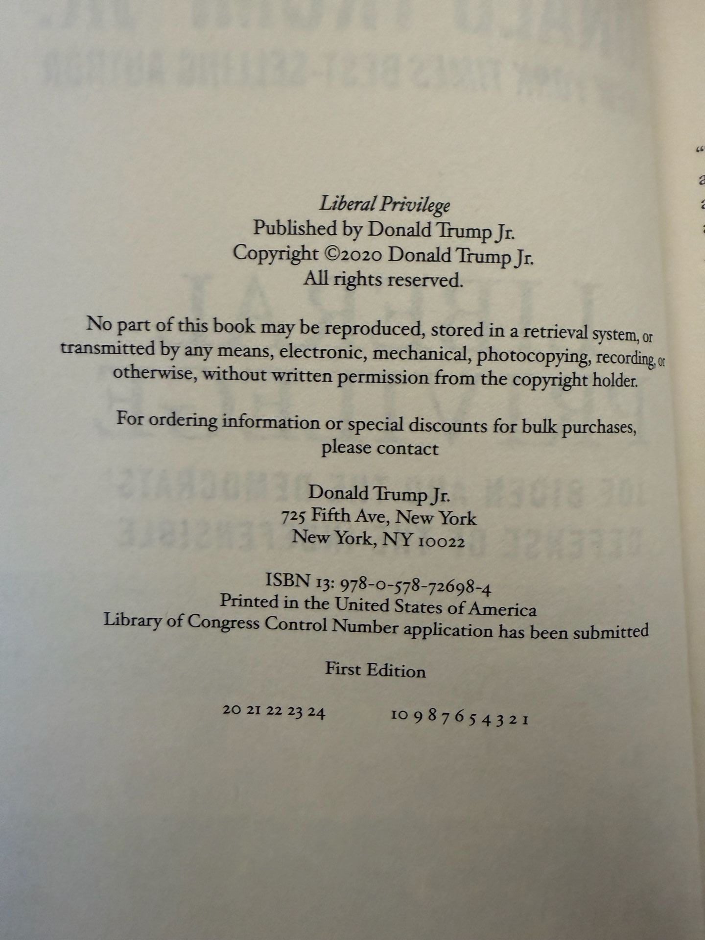 Liberal Privilege By Donald Trump Jr. Hardcover Book 2