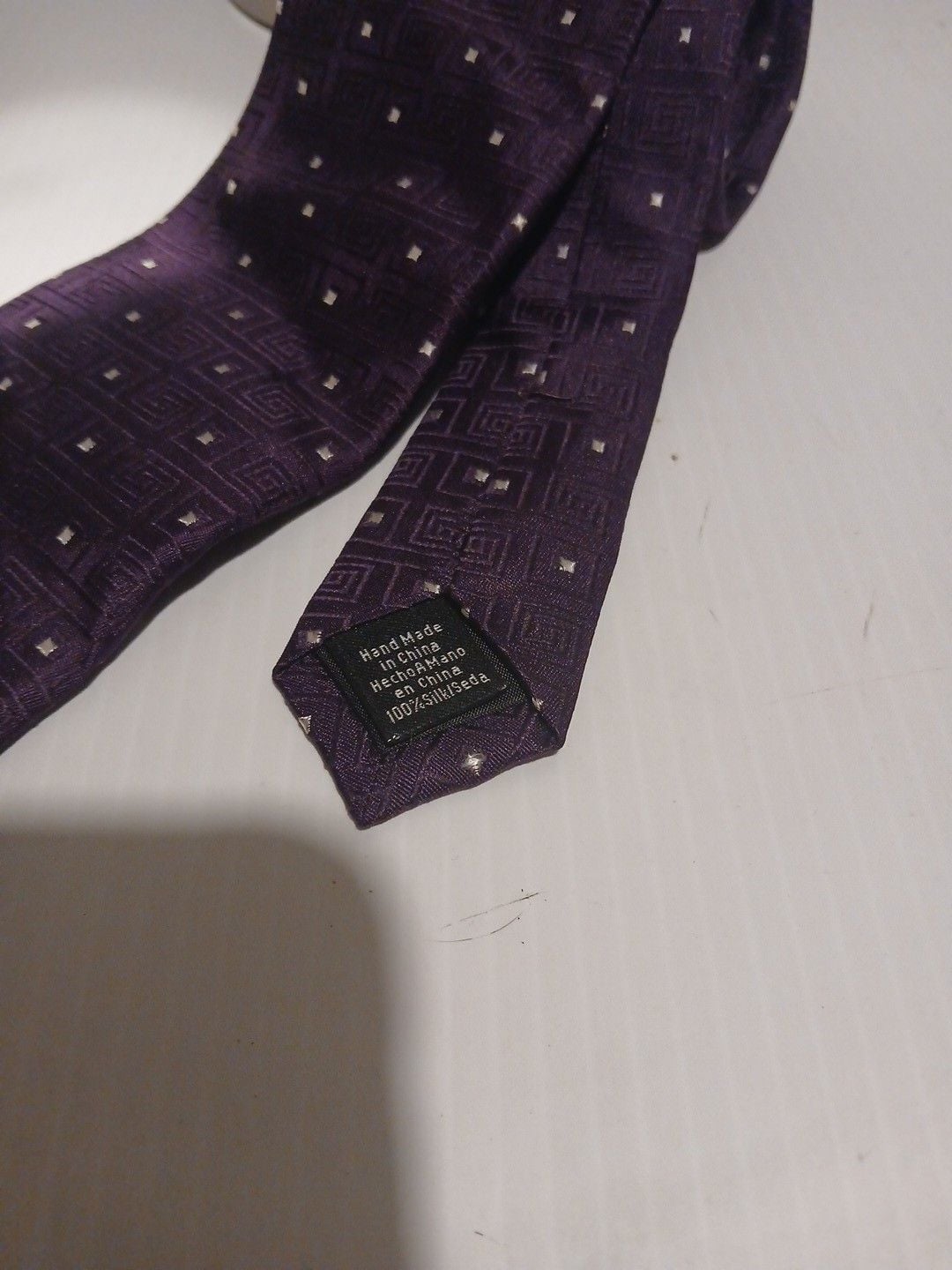 Axist Silk Tie Purple Geometric Pattern 100% Silk 2