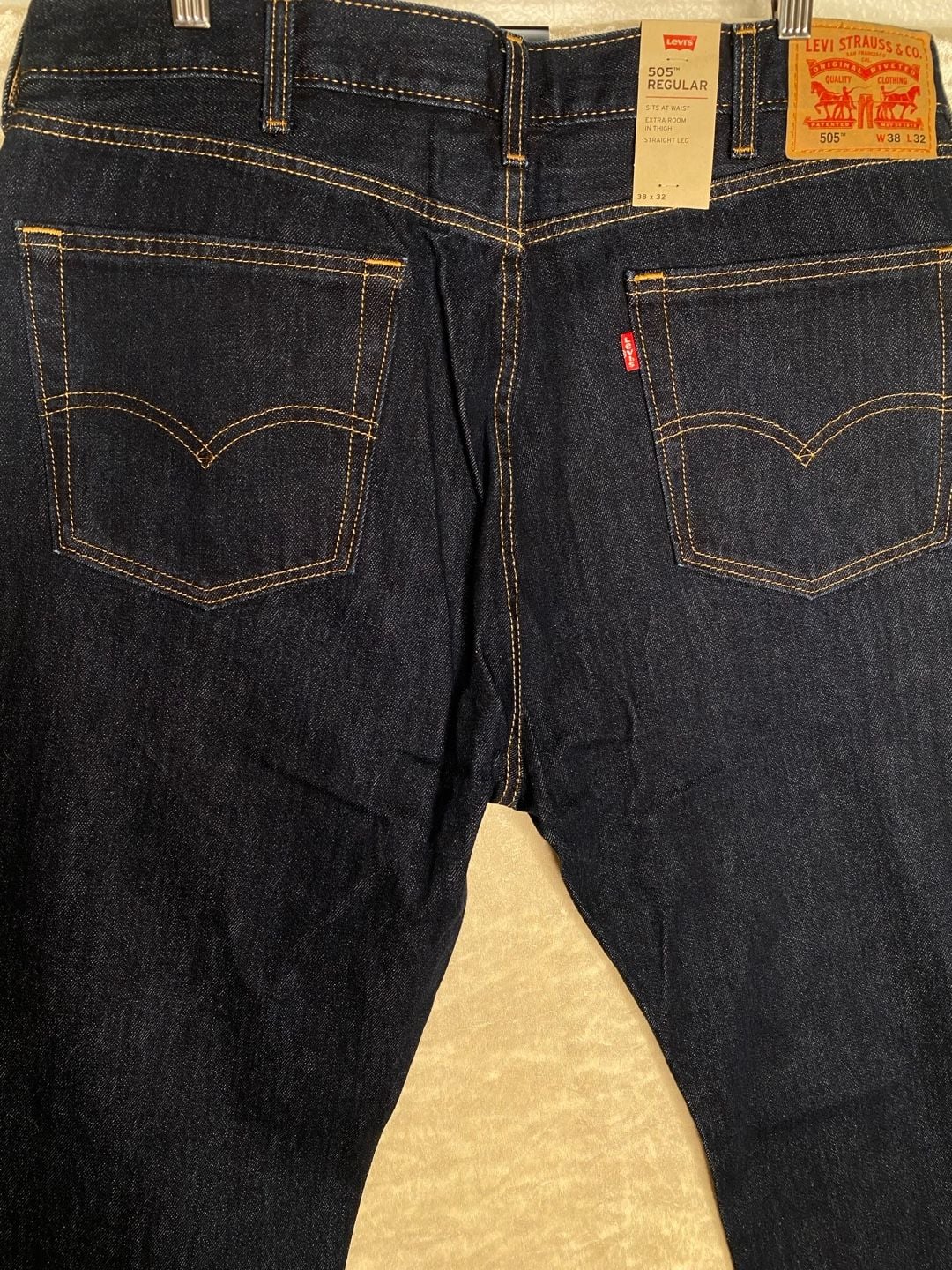 Levi's 505 Regular Jeans 38x32 Dark Wash Straight Leg New 4