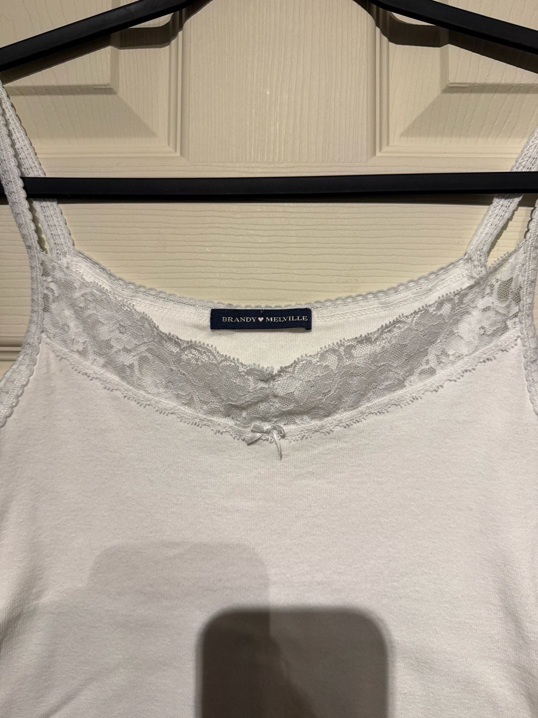 Brandy Melville White Lace Trim Double Strap Camisole Tank Top 3
