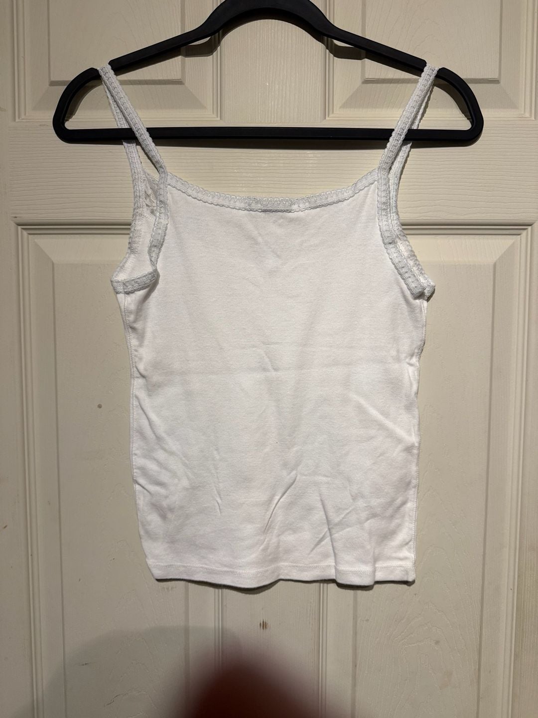 Brandy Melville White Lace Trim Double Strap Camisole Tank Top 4