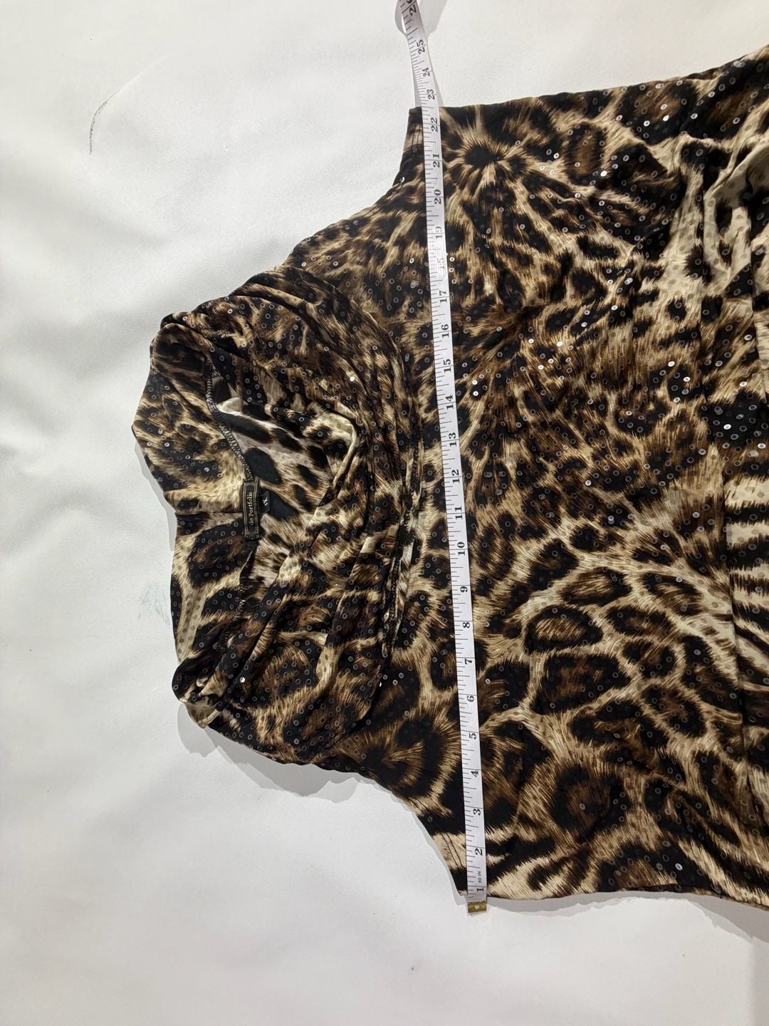 De Portfolio Leopard Animal Print Sequin Cowl Neck Top 1X 4