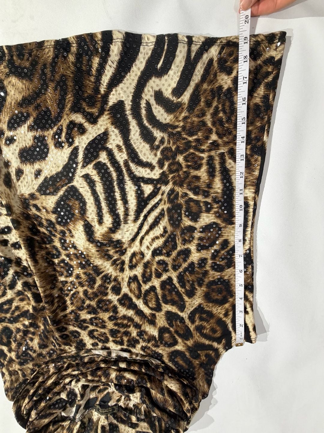 De Portfolio Leopard Animal Print Sequin Cowl Neck Top 1X 5