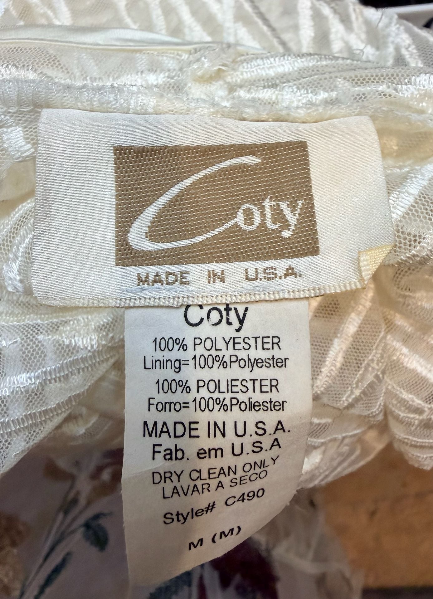 Coty Sheer Velvet Cardigan Size M White Geometric Open Front C490 3