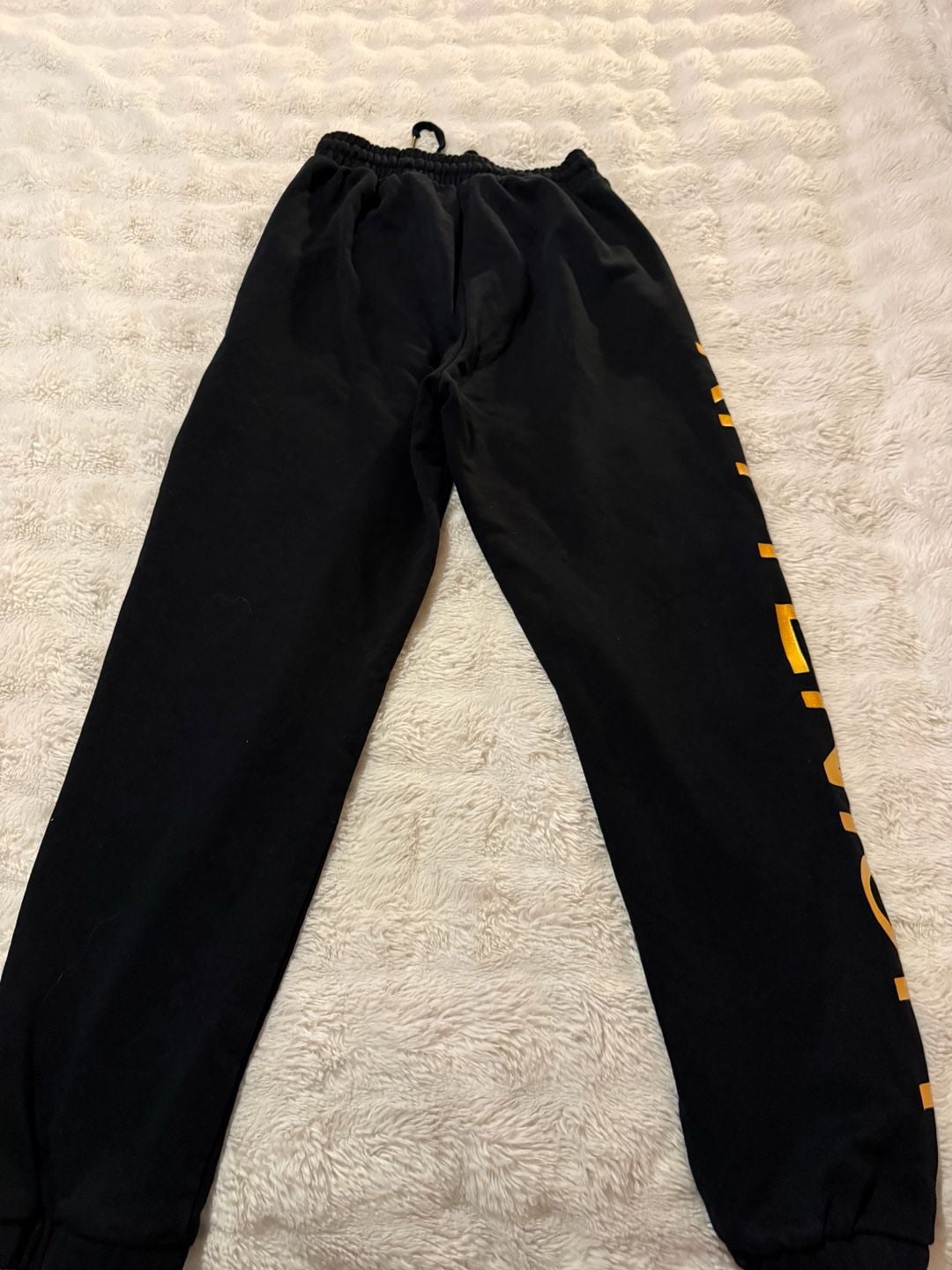 Kittenish Sweatpants Size Medium Black Gold Logo Joggers 4