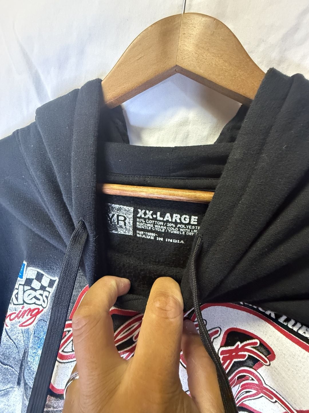Young & Reckless Racing Hoodie XX-Large Black Graphic Pullover 5