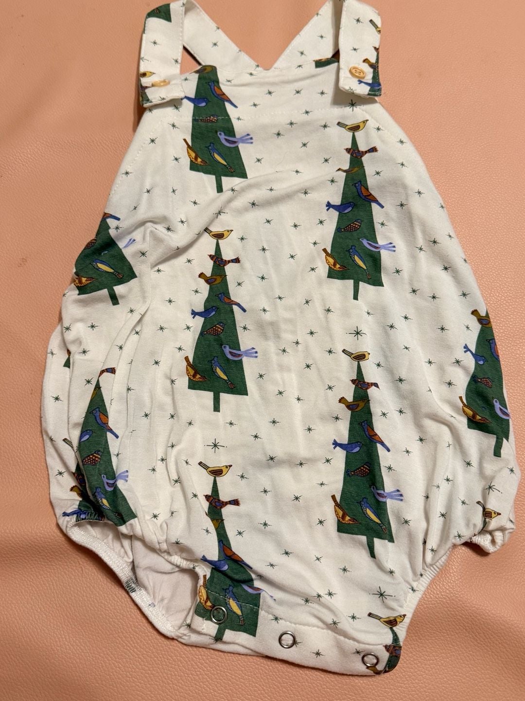 Kate Quinn Christmas Tree Birds Bubble Romper Size 6-12m 2