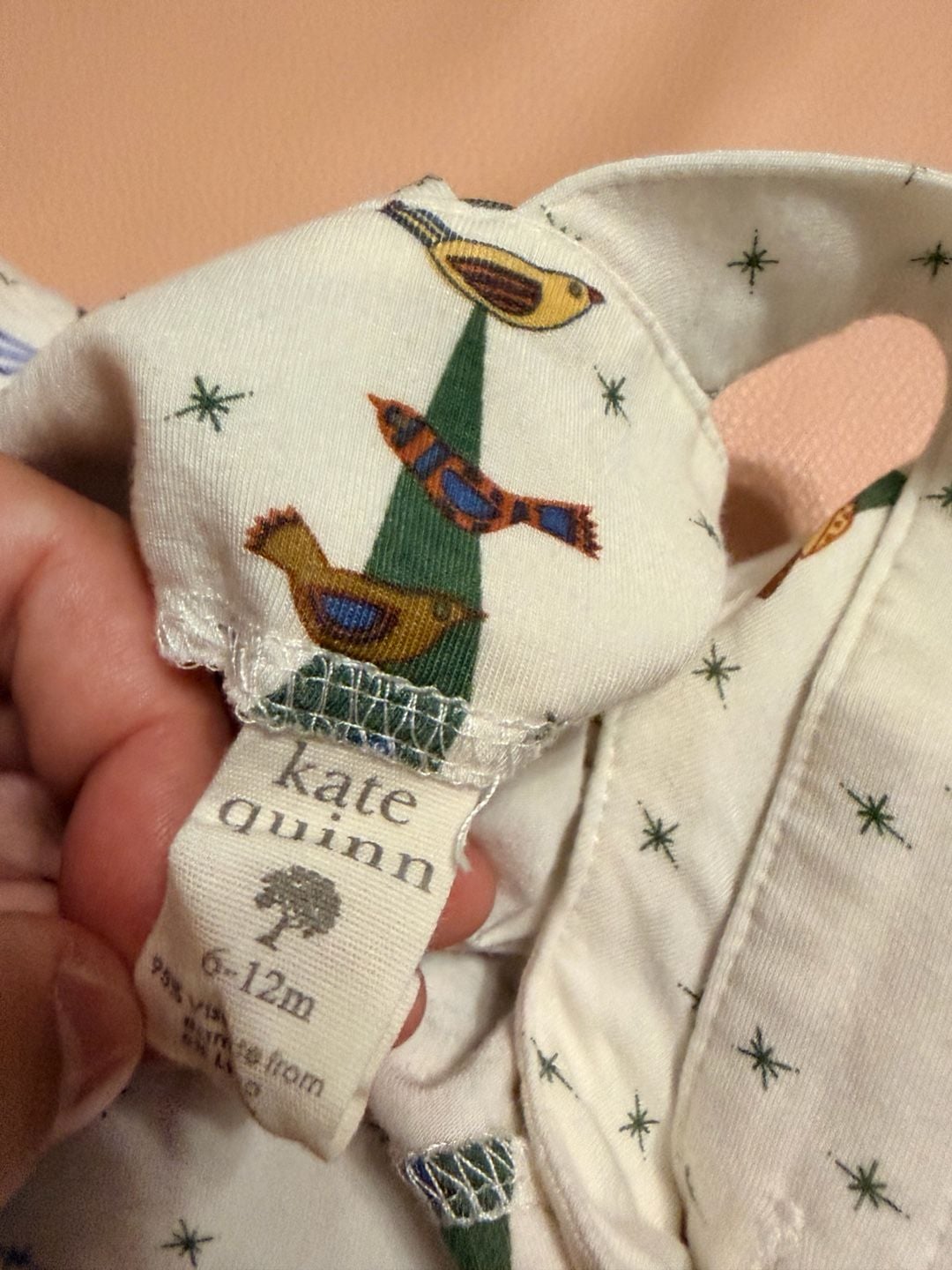 Kate Quinn Christmas Tree Birds Bubble Romper Size 6-12m 3