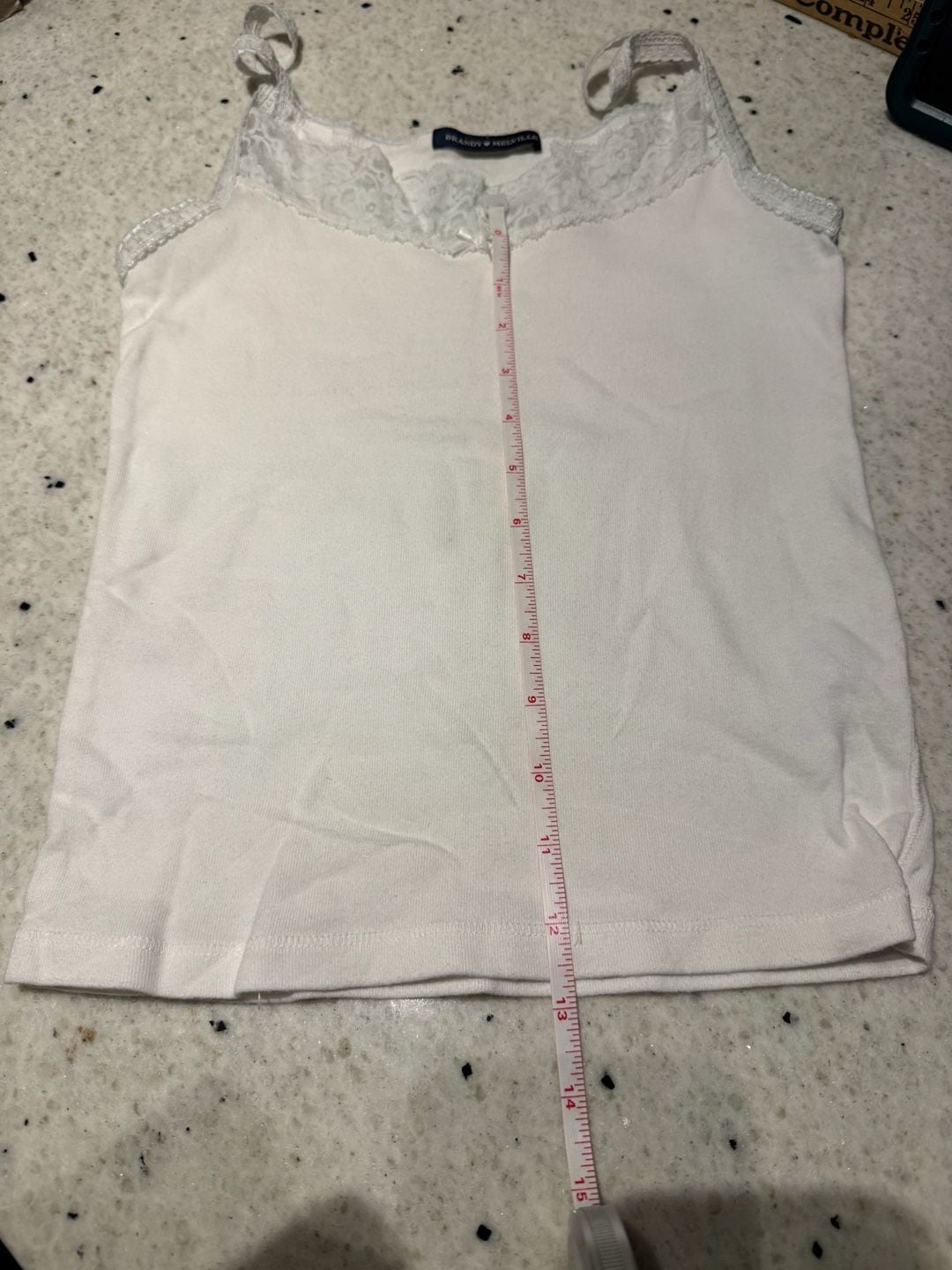 Brandy Melville White Lace Trim Double Strap Camisole Tank Top 6
