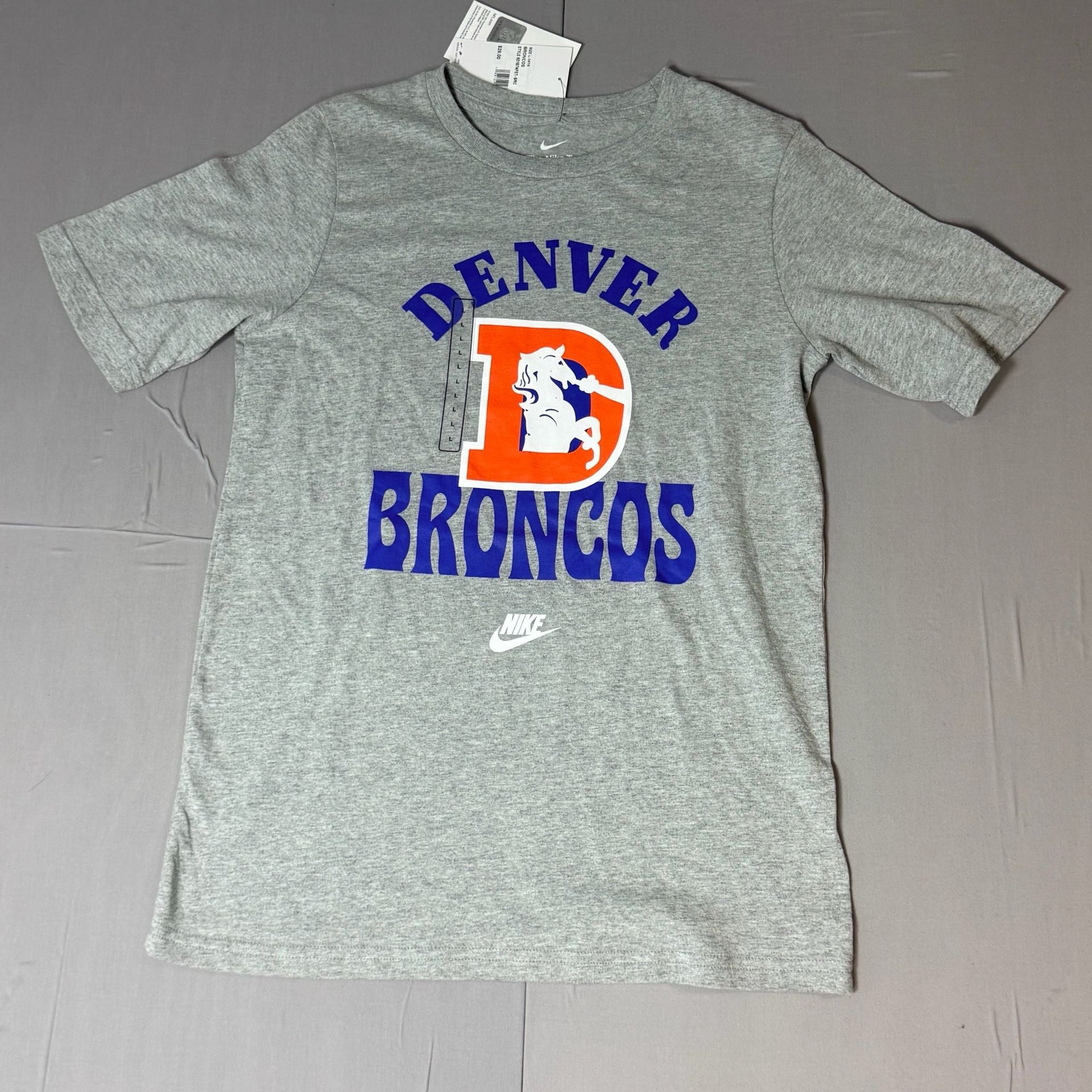 Nike Denver Broncos T-Shirt Size L 14/16 Gray Cotton Blend NFL 2