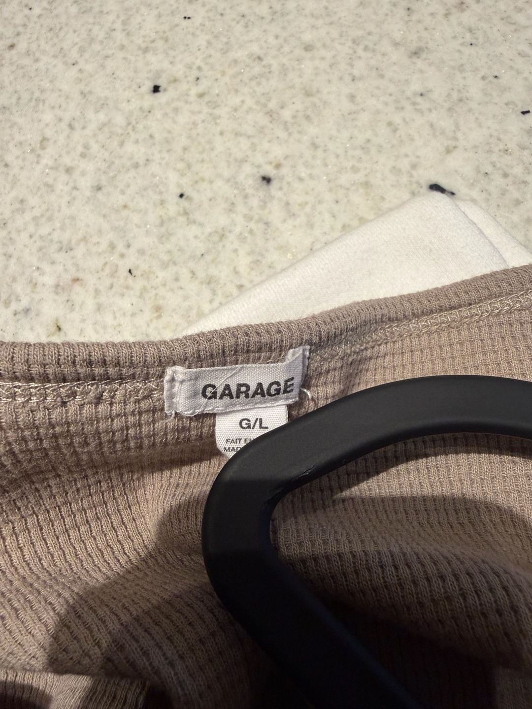 Garage Long Sleeve Thermal Crop Top Size L Taupe Button Up 4
