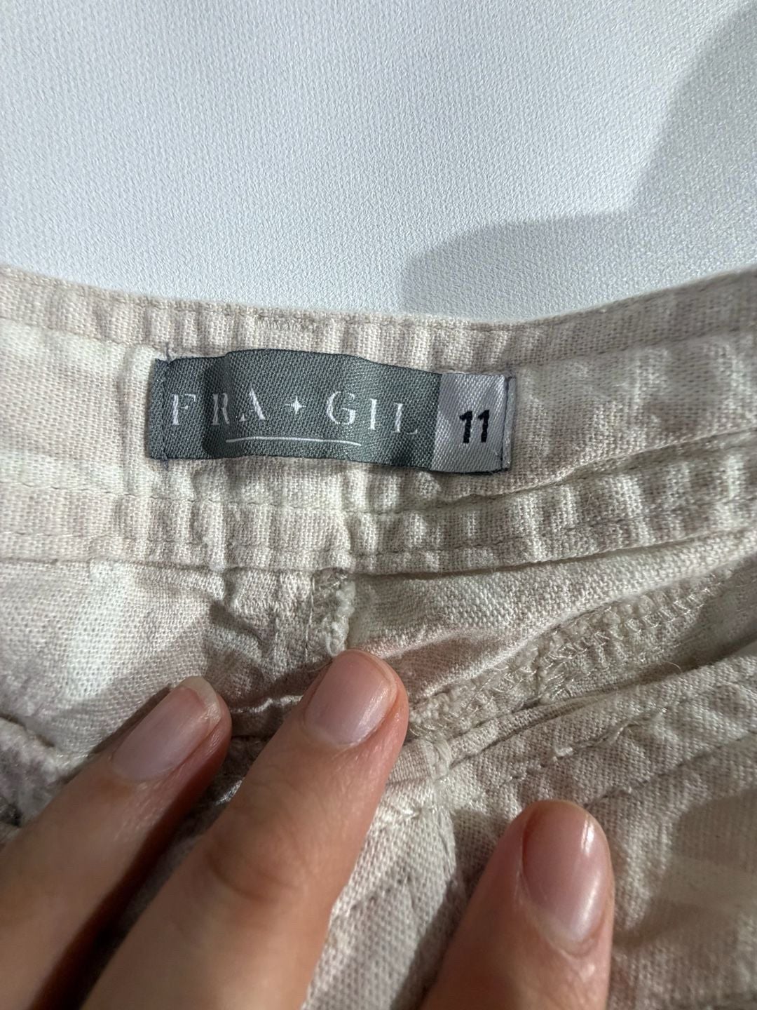 Fragil Beige Striped High Waisted Linen Blend Shorts Size 11 3