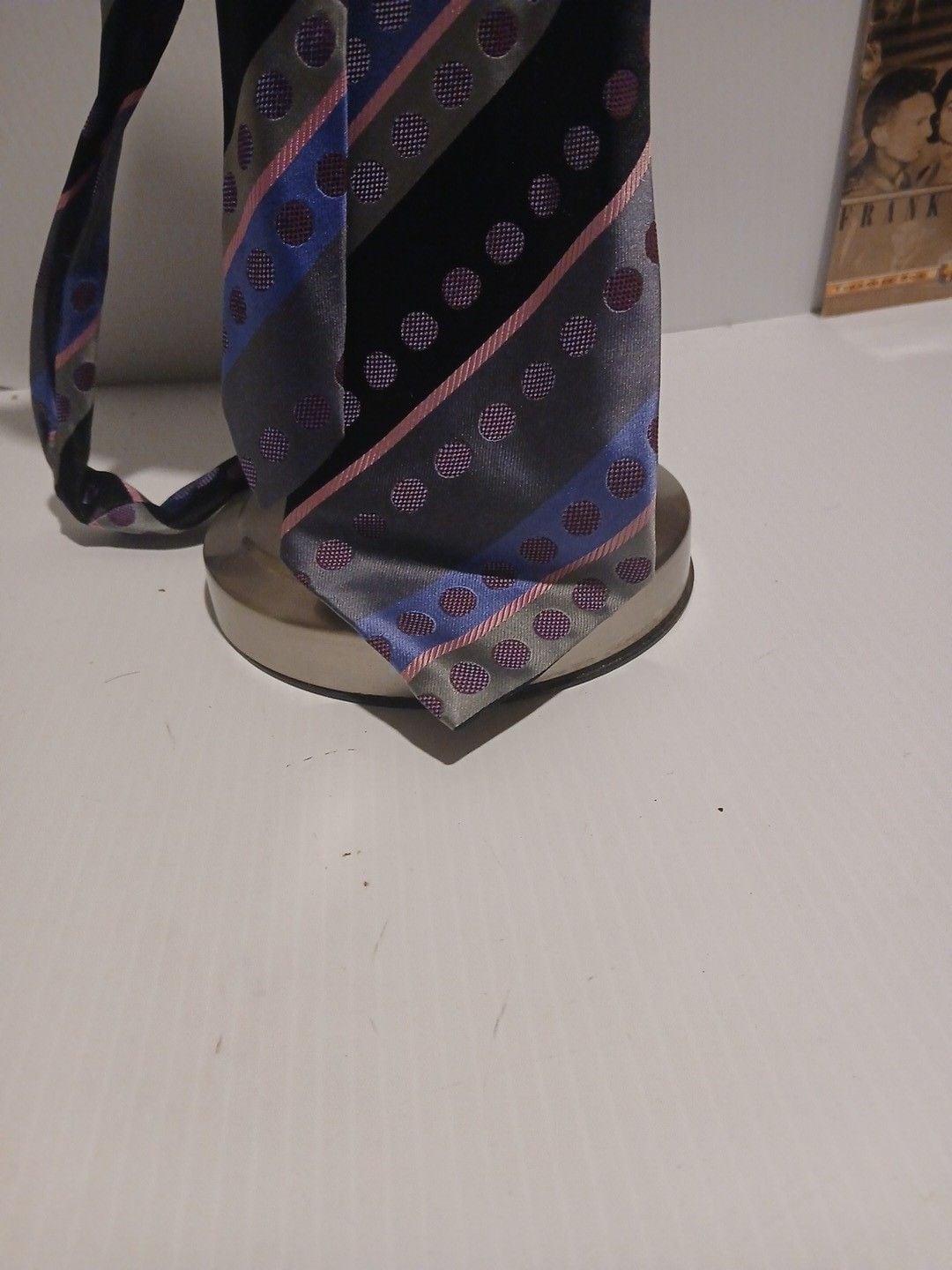 BCBG Attitude Silk Necktie Striped Polka Dot Black Blue Pink 2