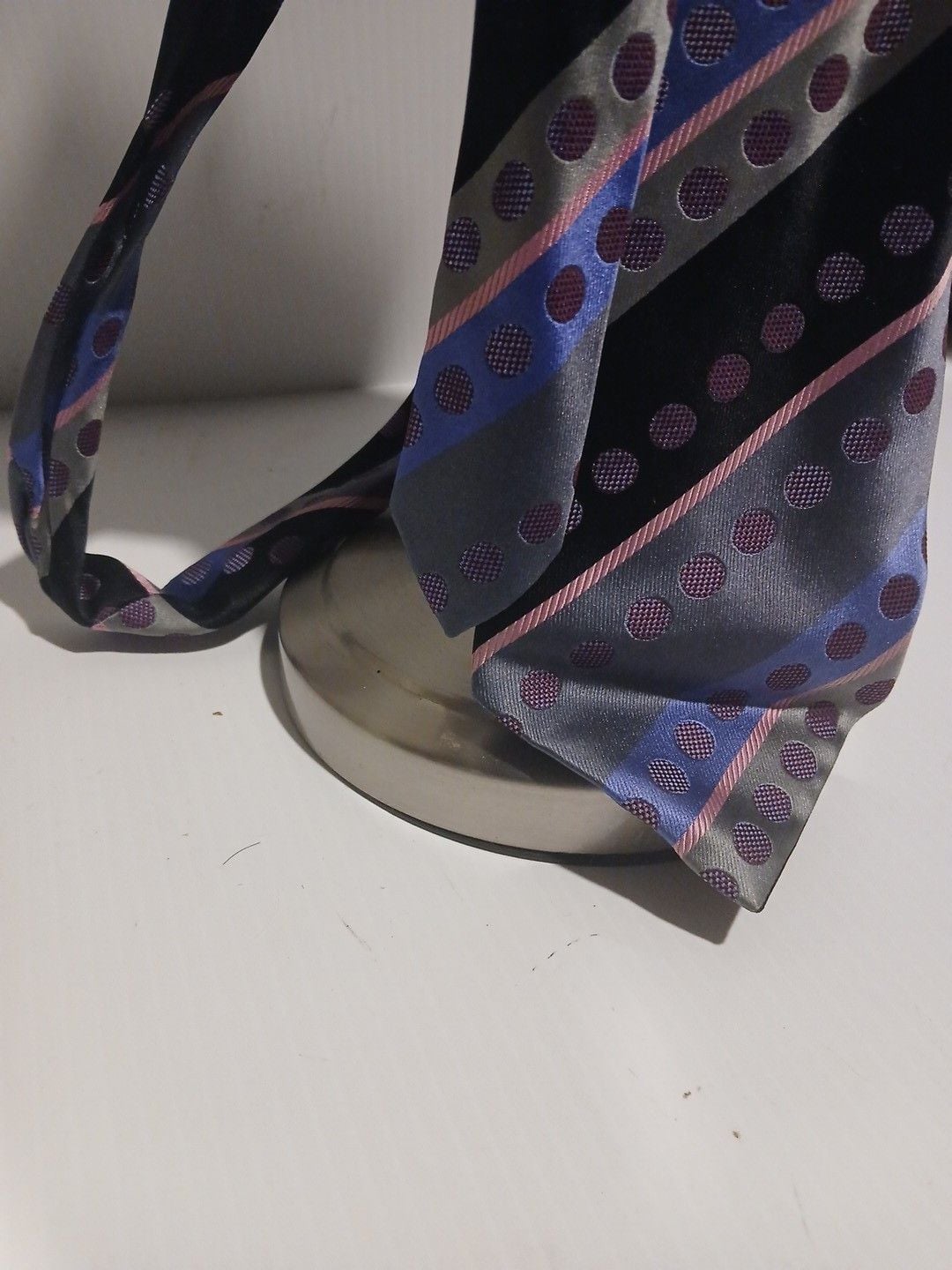 BCBG Attitude Silk Necktie Striped Polka Dot Black Blue Pink 3