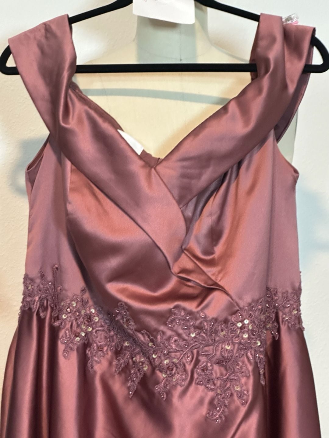 Dusty Rose Mauve Satin Beaded Plus Size Formal Evening Gown Size 16w 4