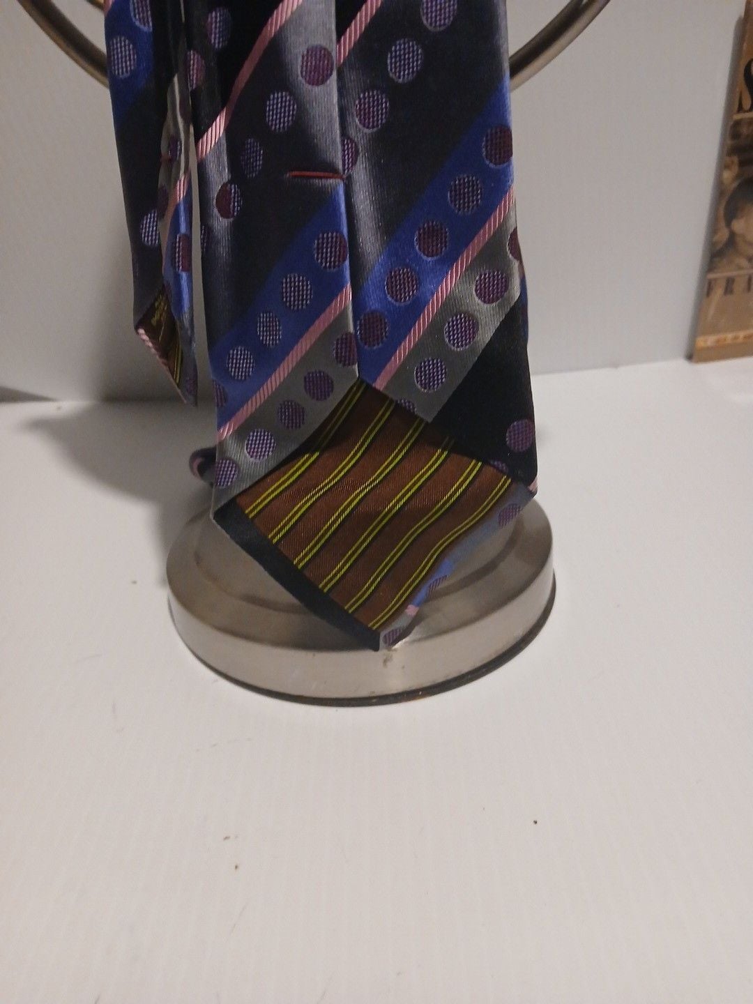 BCBG Attitude Silk Necktie Striped Polka Dot Black Blue Pink 7