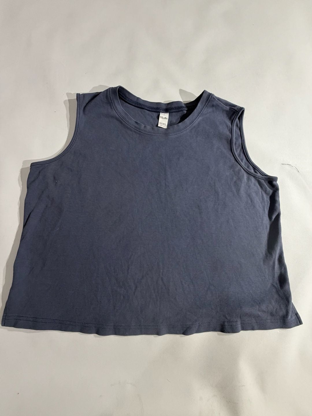 Exlura Slate Blue Crewneck Sleeveless Crop Tank Top Size L 2