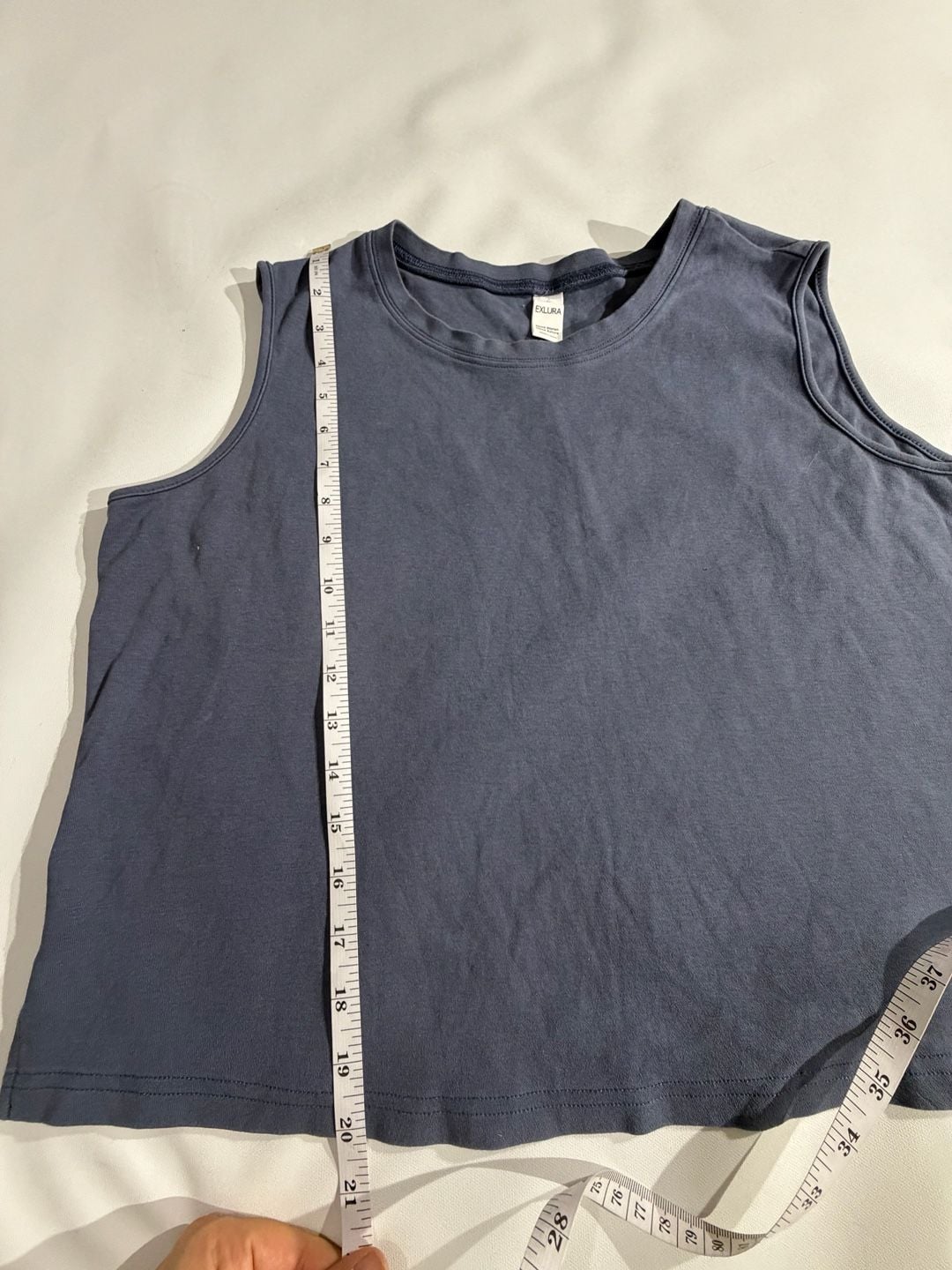 Exlura Slate Blue Crewneck Sleeveless Crop Tank Top Size L 4