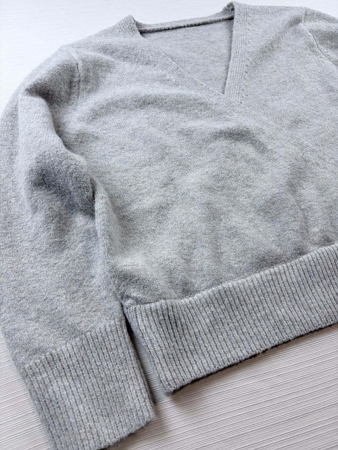 Gray Wrap V-Neck Sweater 3