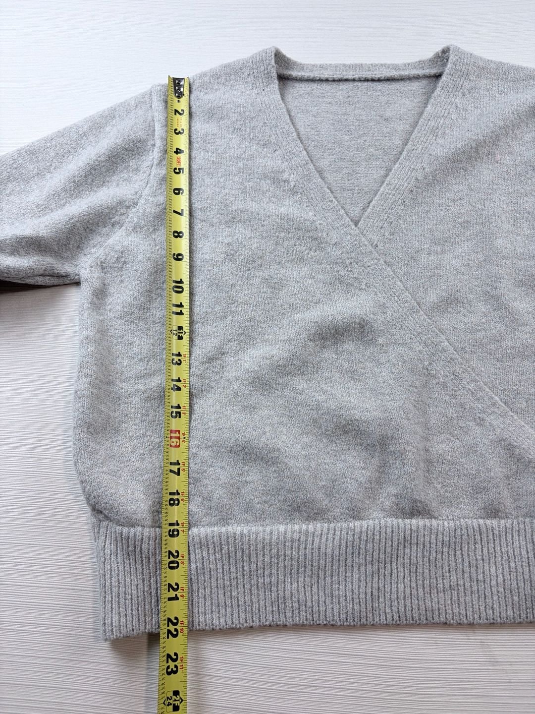Gray Wrap V-Neck Sweater 7